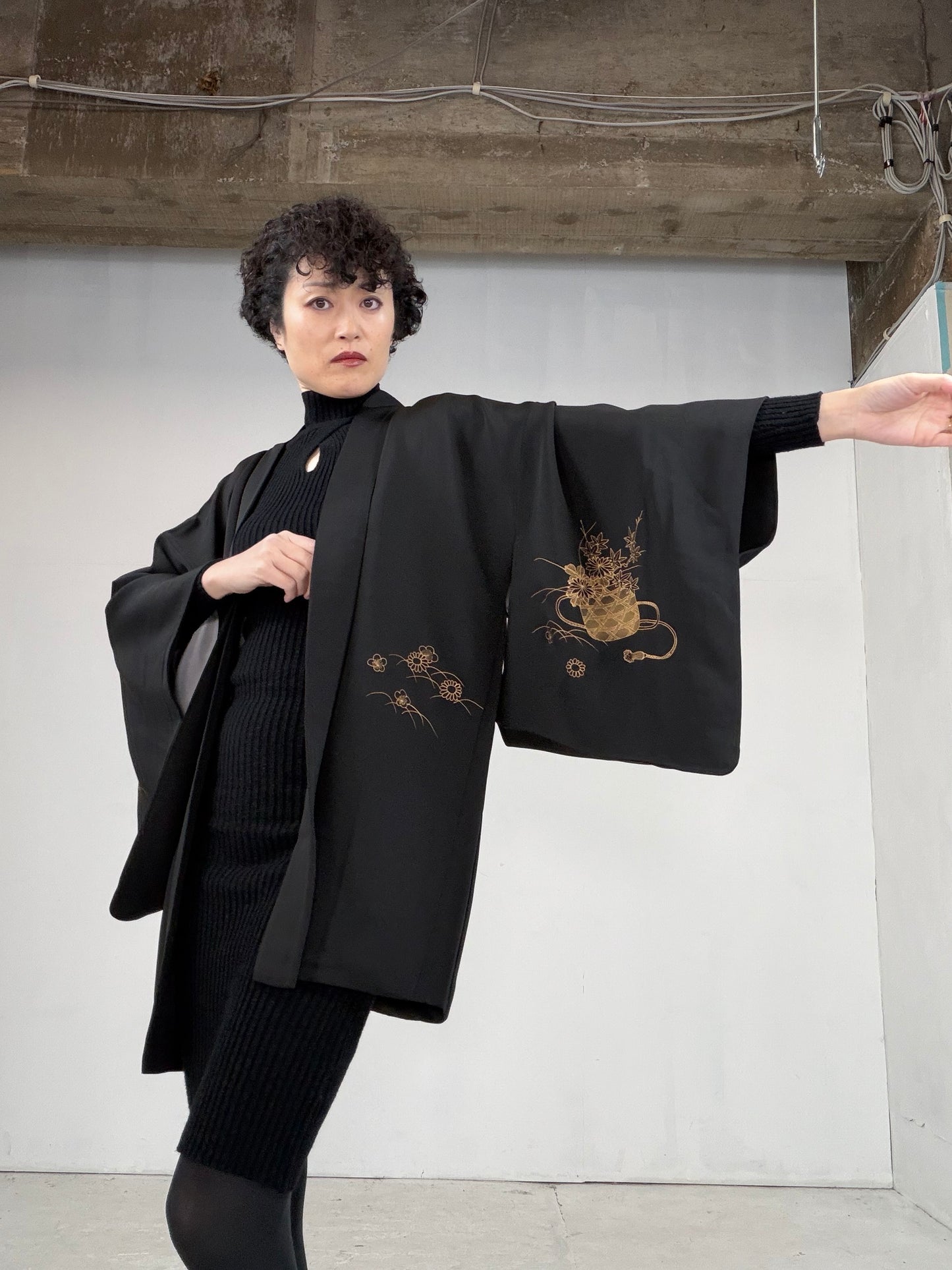 VINTAGE BLACK HAORI  BLK115"