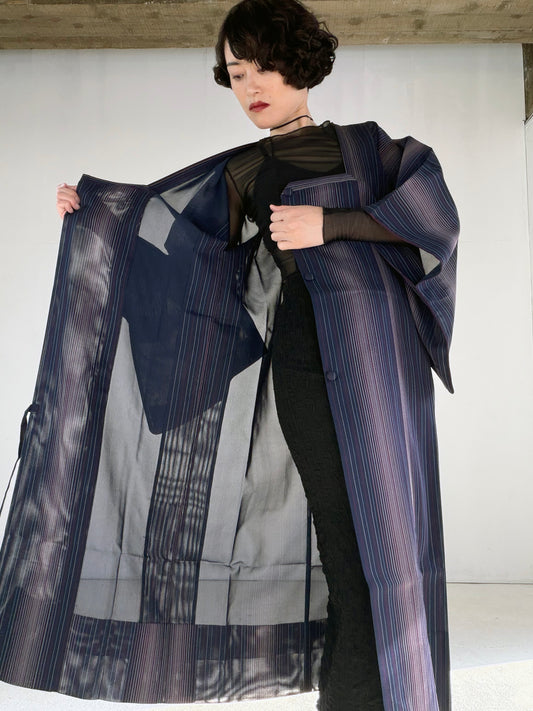 VINTAGE KAWAII MICHIYUKI SHEER “sha, shima-gara, coat, SHH050"