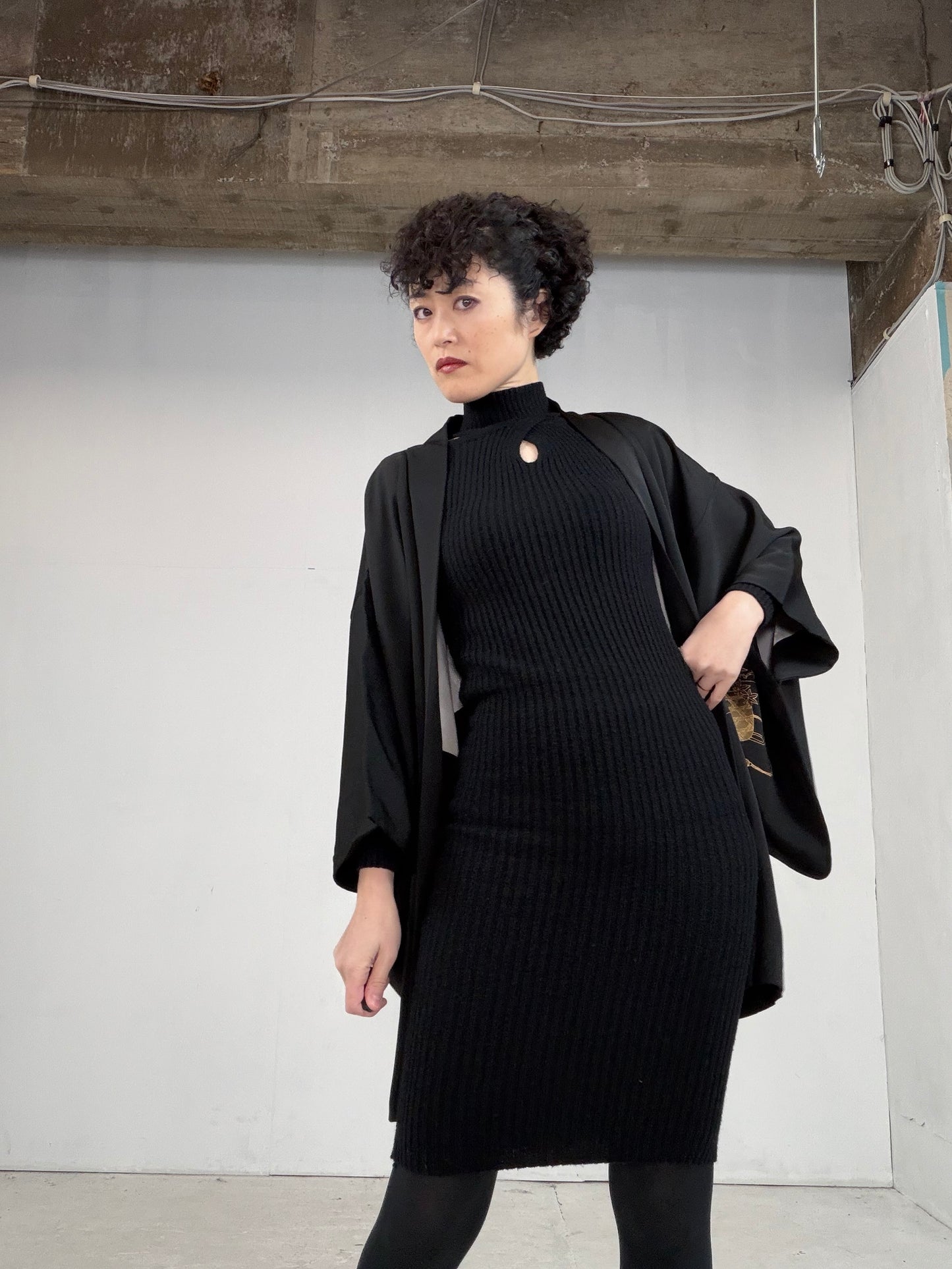 VINTAGE BLACK HAORI  BLK115"