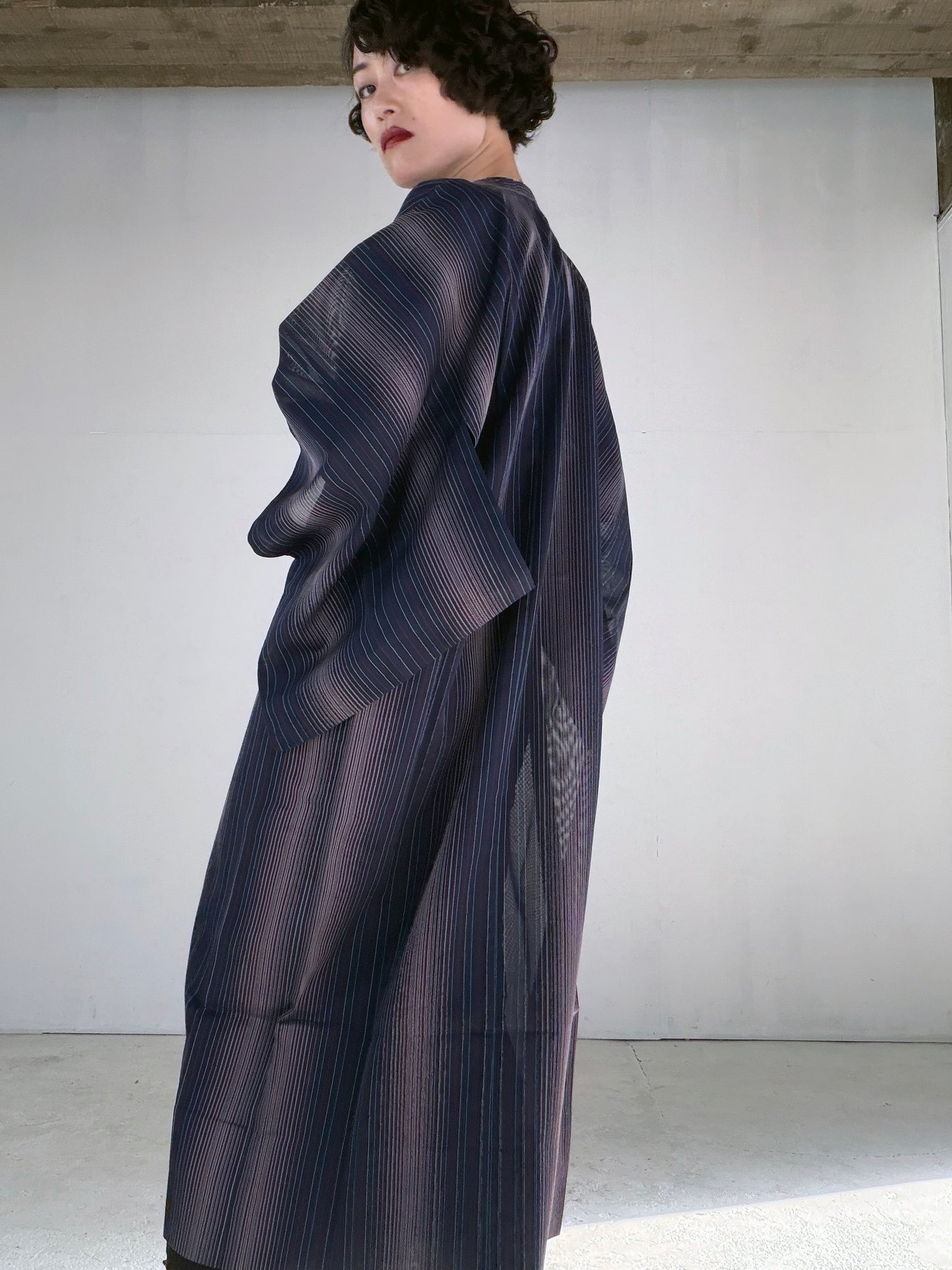 VINTAGE KAWAII MICHIYUKI SHEER “sha, shima-gara, coat, SHH050"