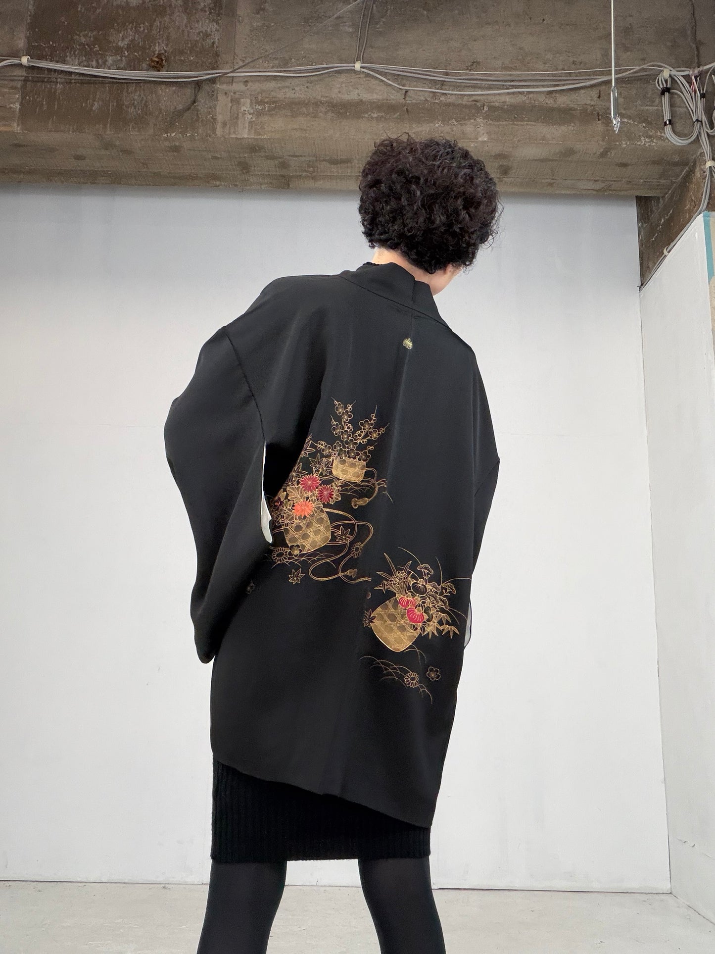 VINTAGE BLACK HAORI  BLK115"