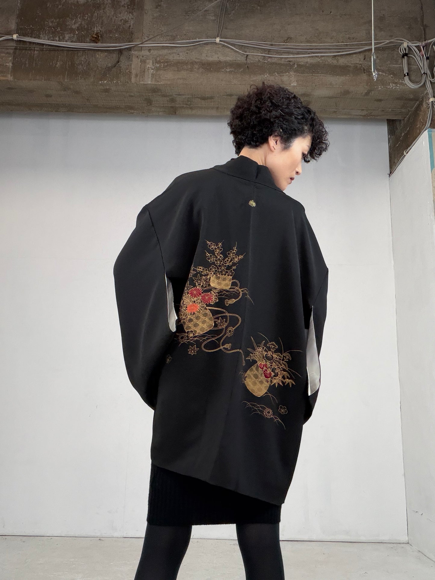 VINTAGE BLACK HAORI  BLK115"