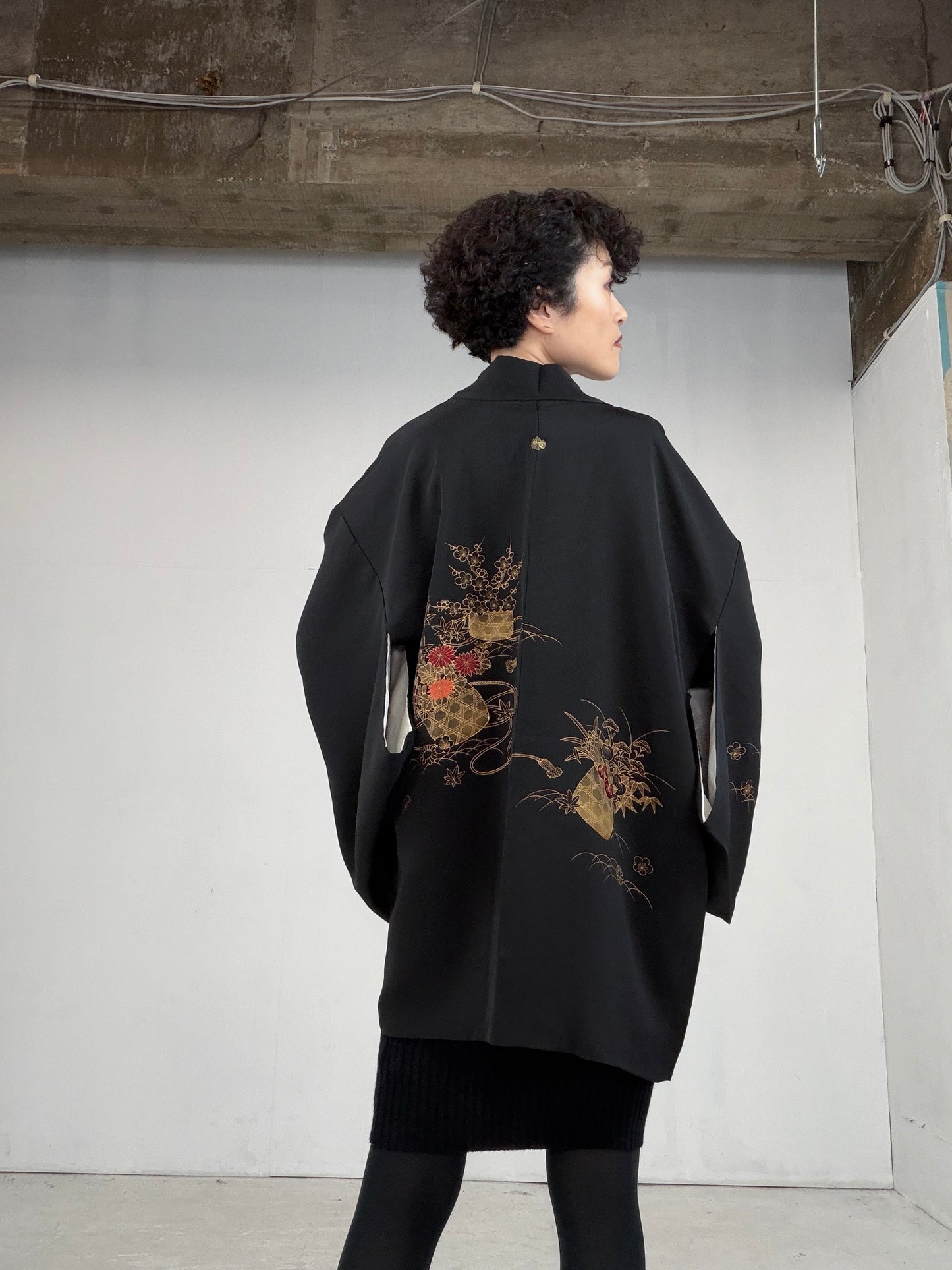 VINTAGE BLACK HAORI  BLK115"