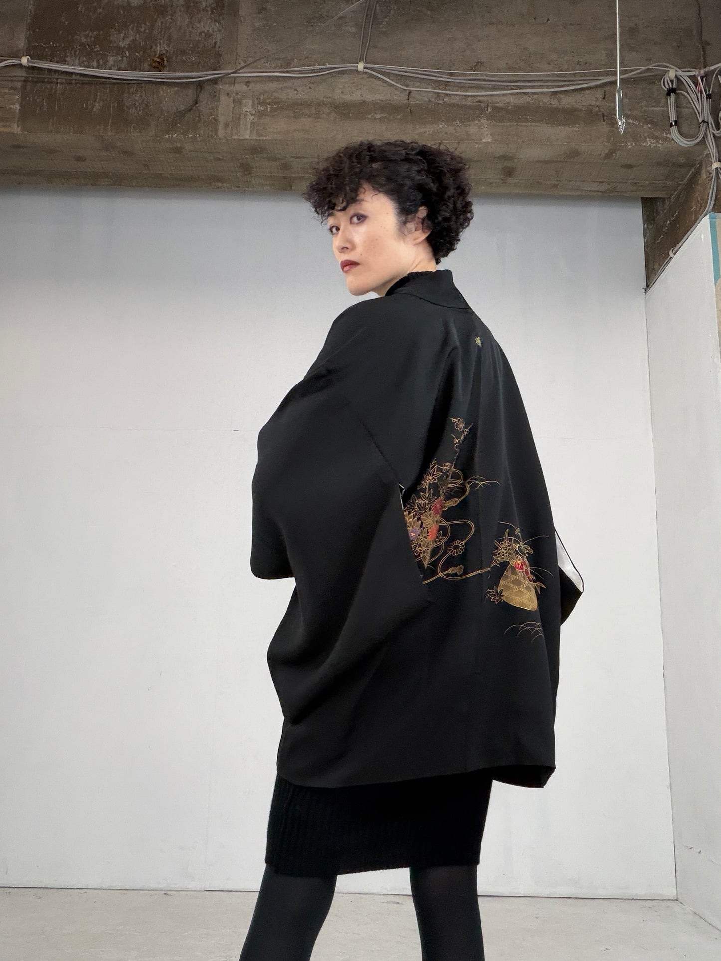 VINTAGE BLACK HAORI  BLK115"