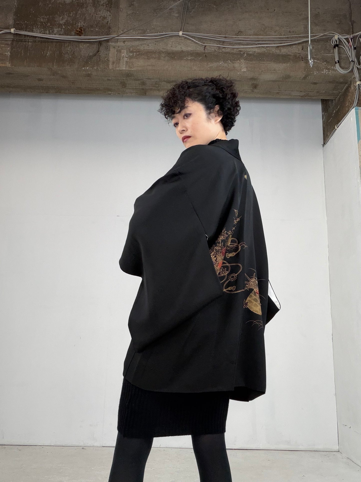VINTAGE BLACK HAORI  BLK115"