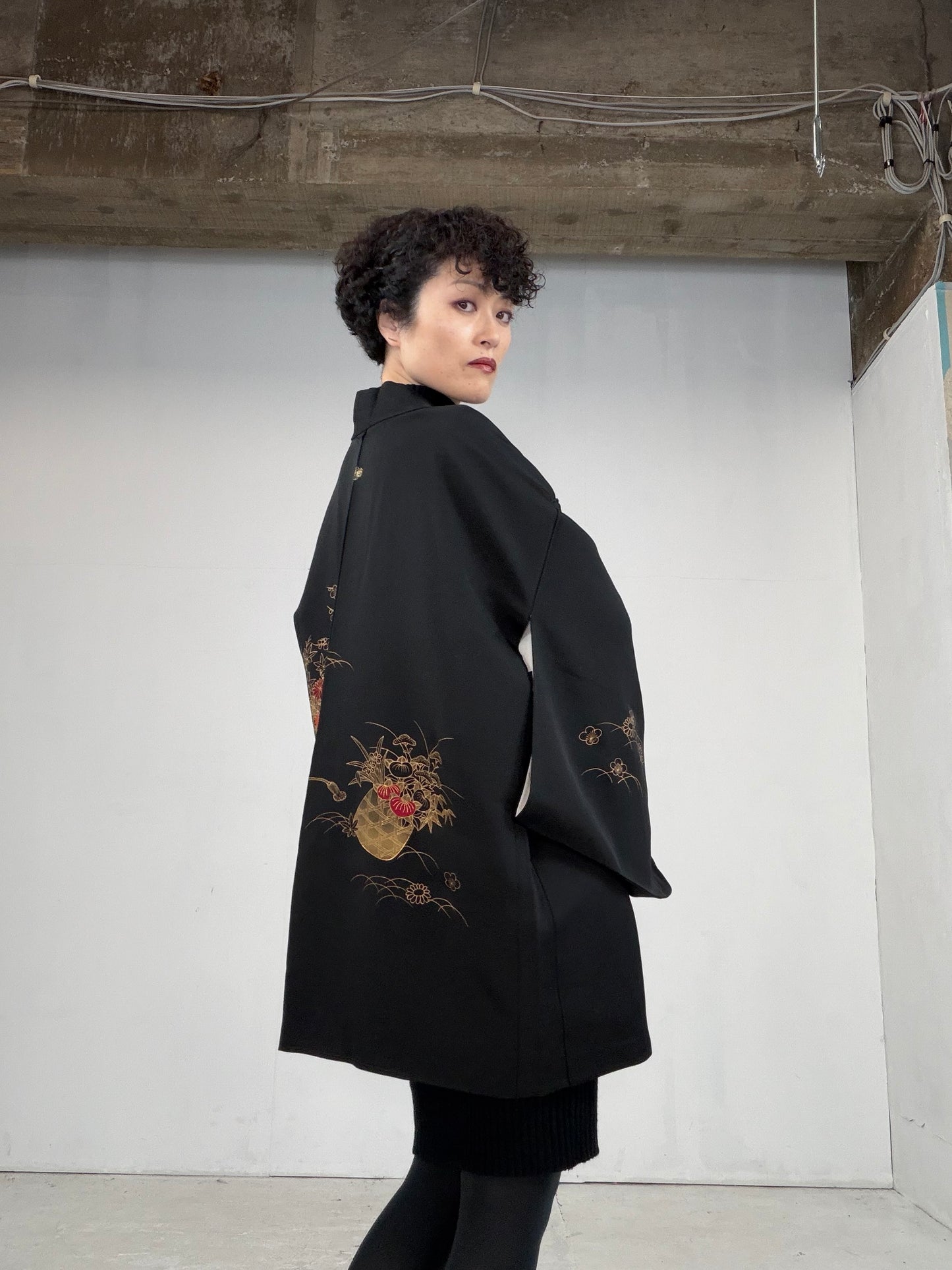 VINTAGE BLACK HAORI  BLK115"