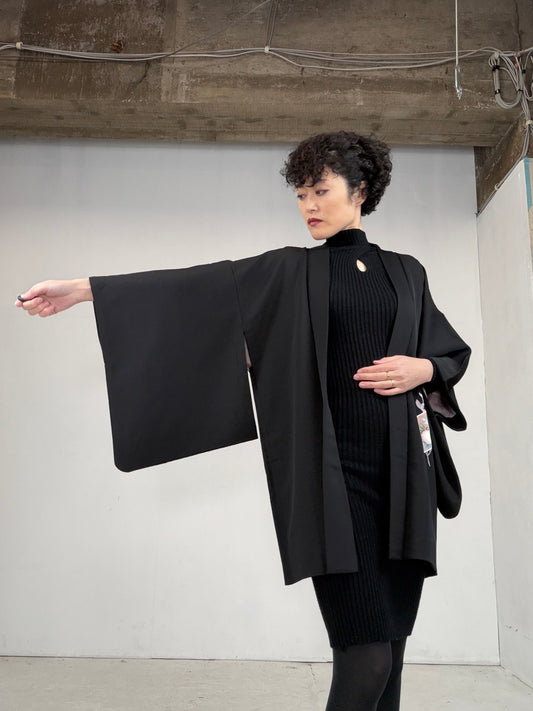 VINTAGE BLACK HAORI  BLK116"