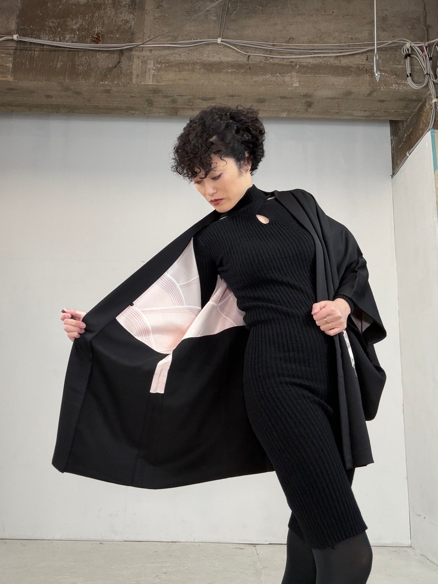 VINTAGE BLACK HAORI  BLK116"