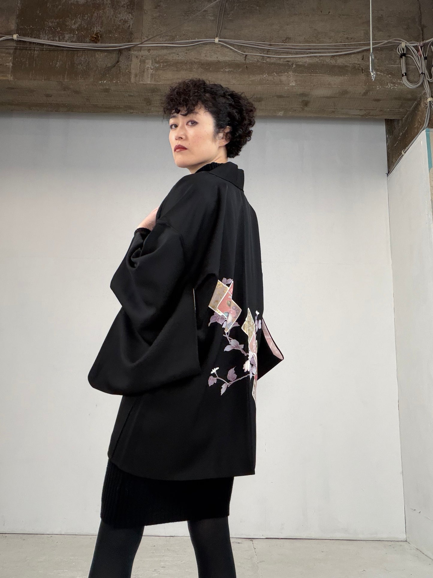 VINTAGE BLACK HAORI  BLK116"