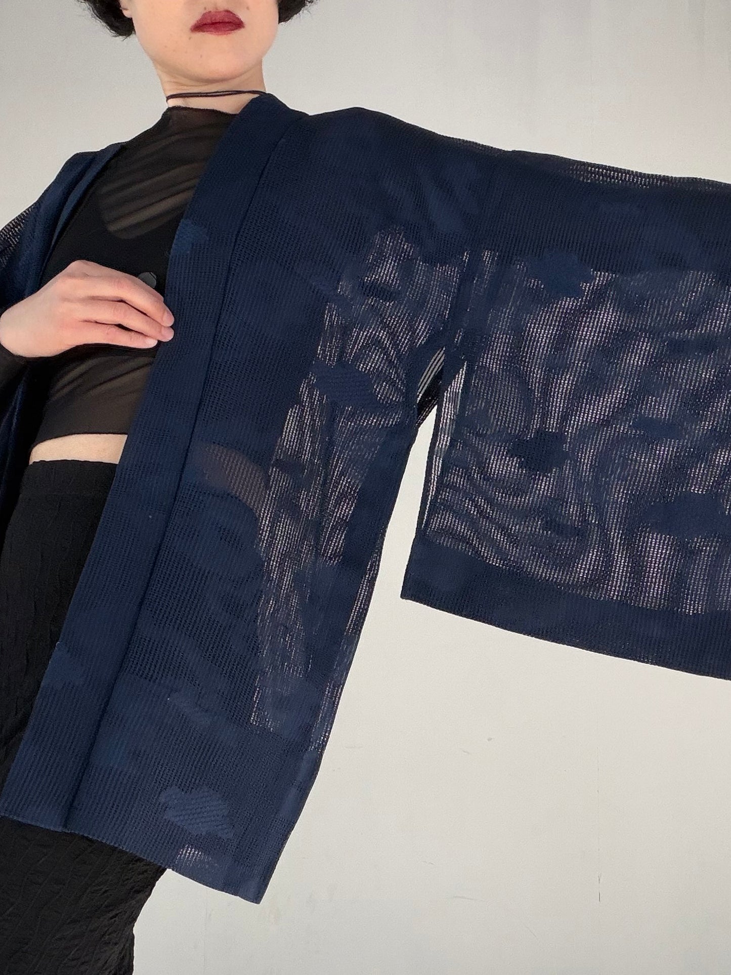 VINTAGE KAWAII HAORI SHEER "ara-sha, blue, SHH044"