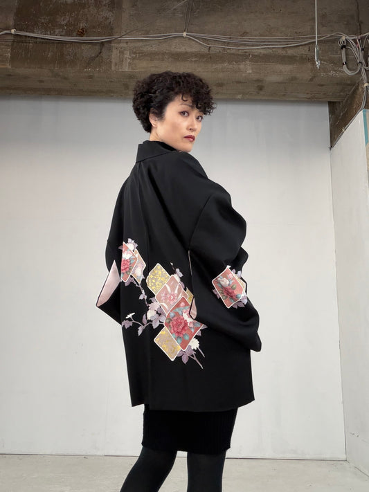 VINTAGE BLACK HAORI  BLK116"