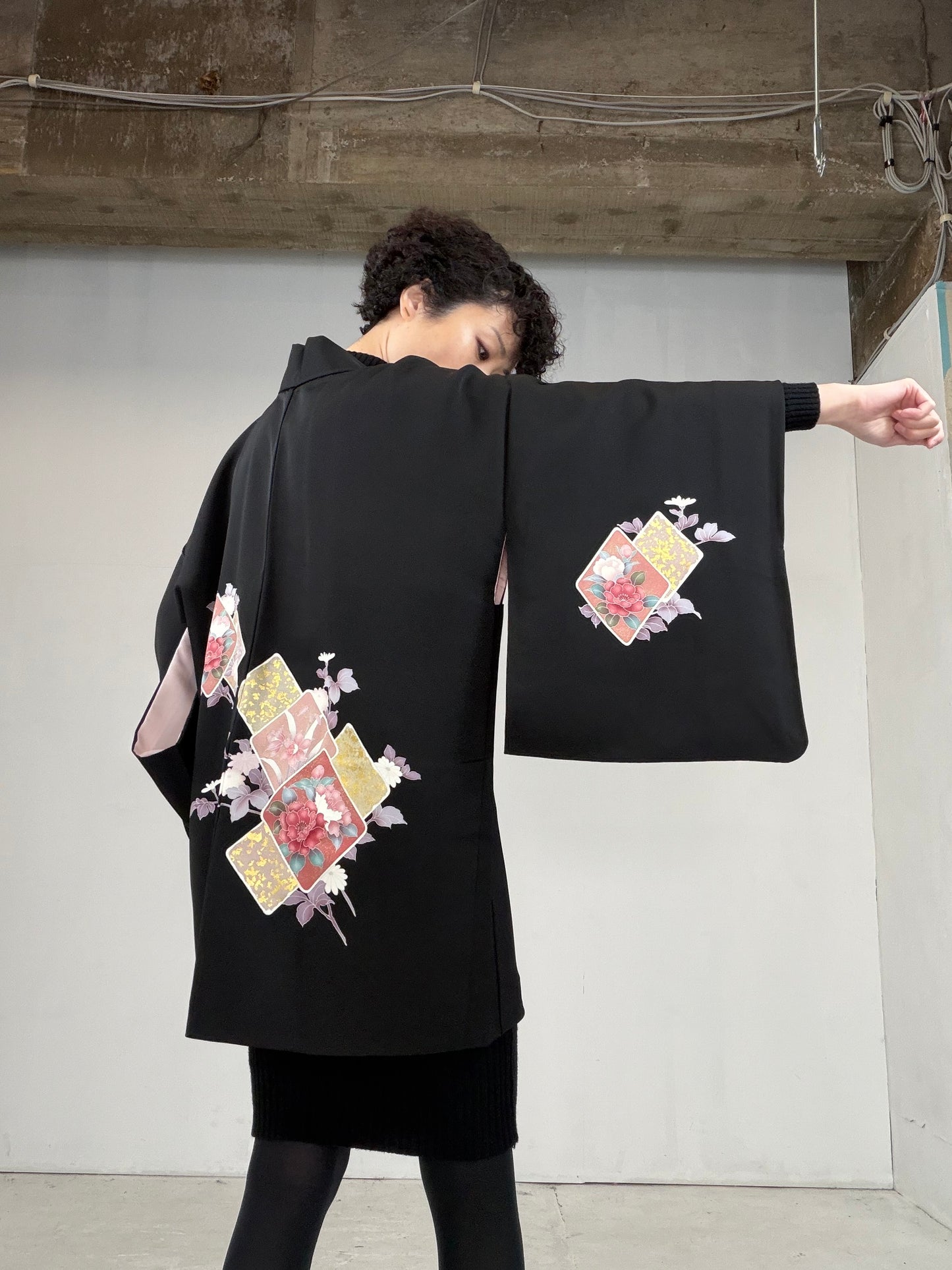 VINTAGE BLACK HAORI  BLK116"