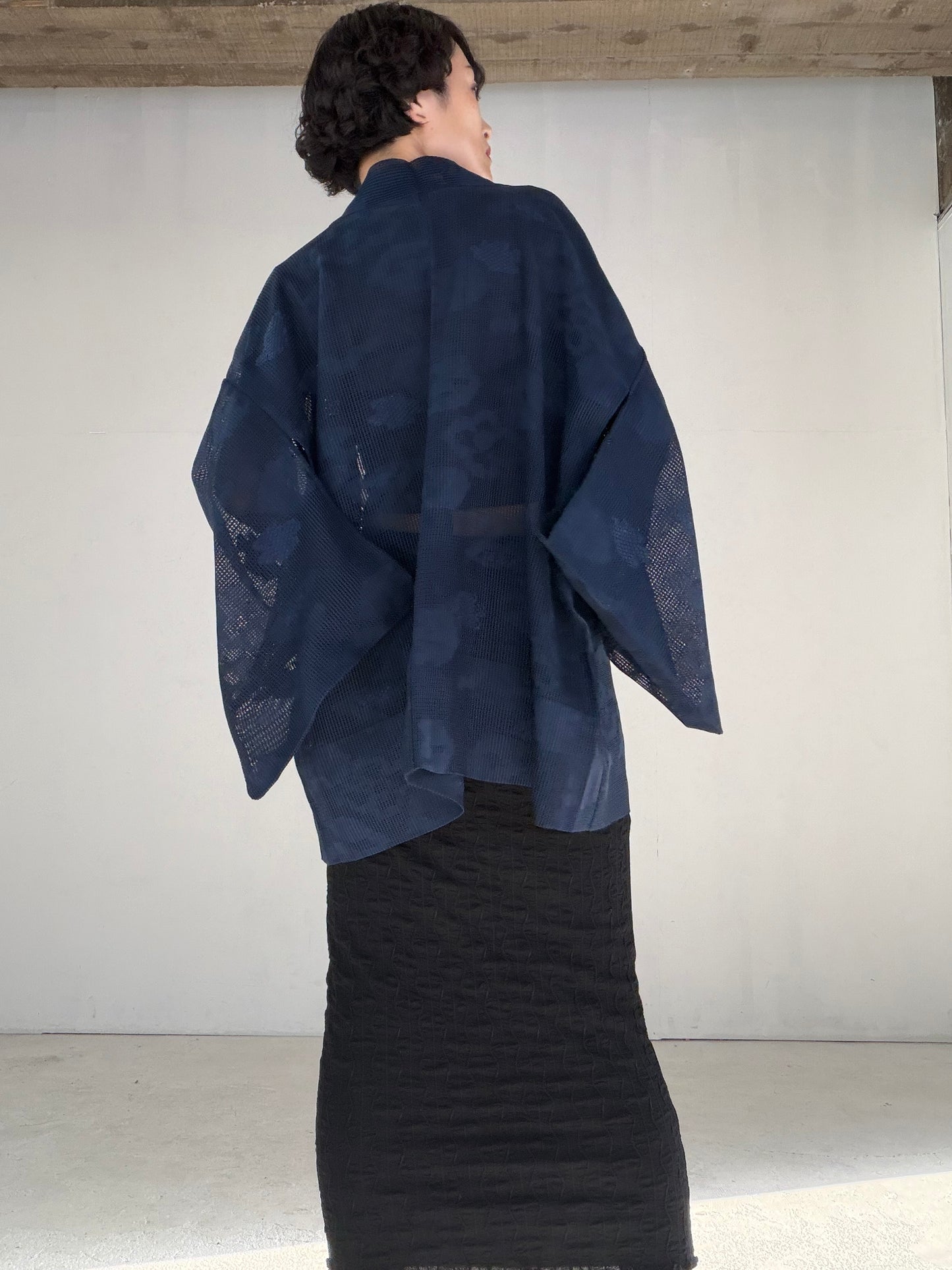 VINTAGE KAWAII HAORI SHEER "ara-sha, blue, SHH044"