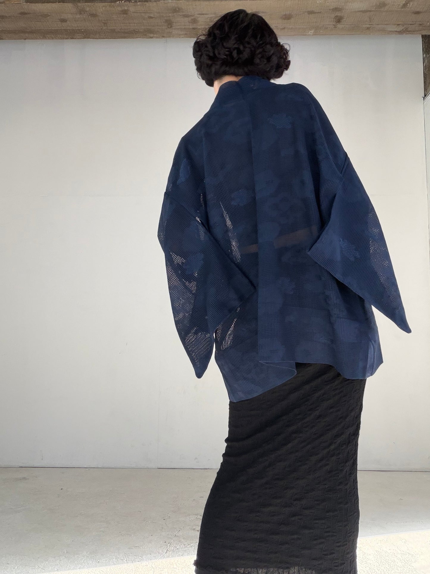 VINTAGE KAWAII HAORI SHEER "ara-sha, blue, SHH044"