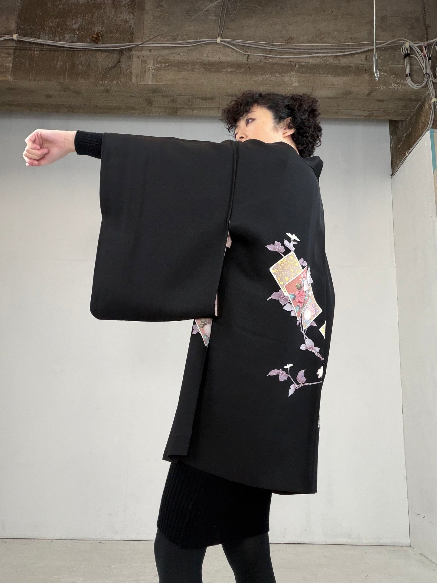 VINTAGE BLACK HAORI  BLK116"