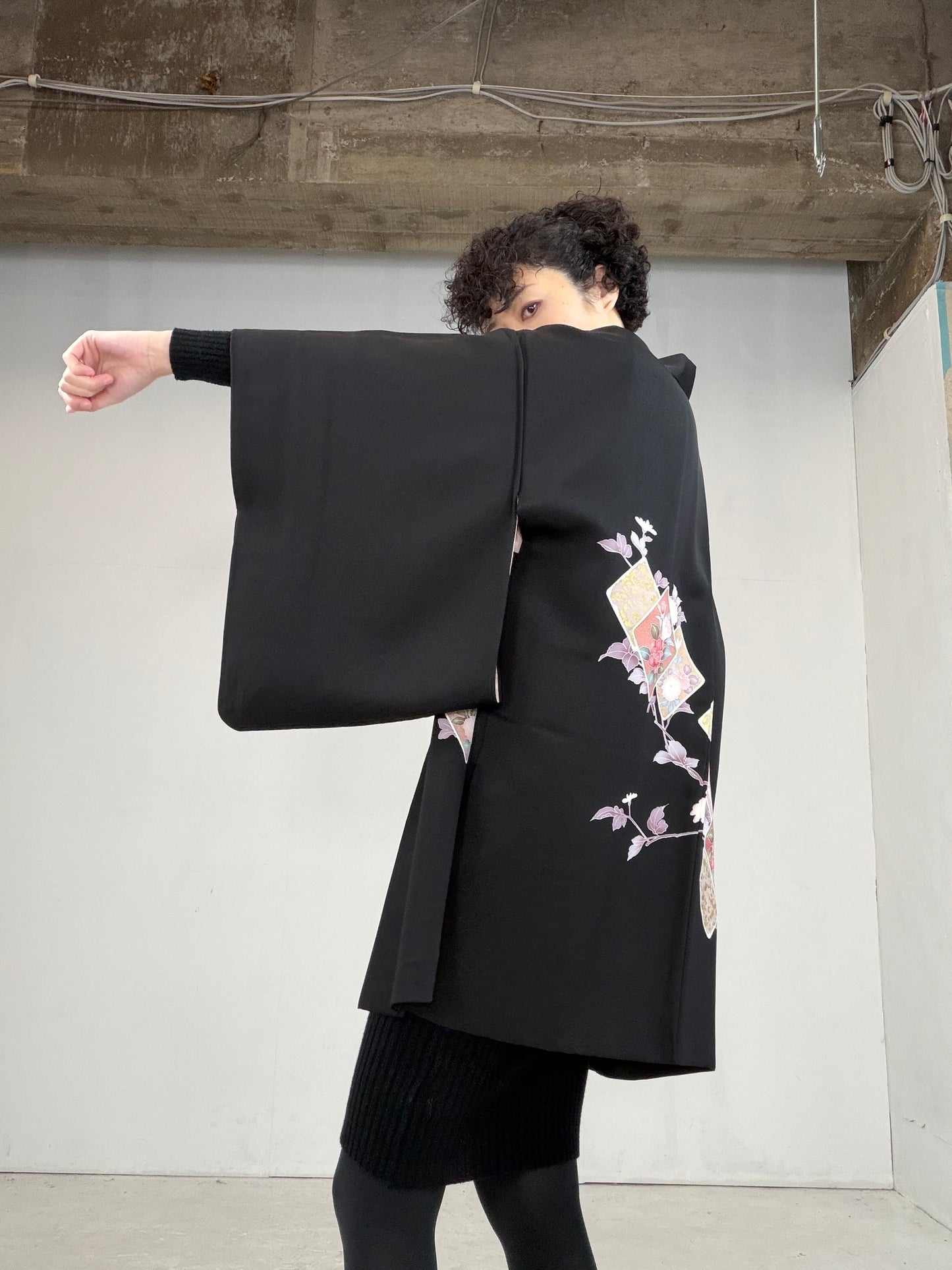 VINTAGE BLACK HAORI  BLK116"