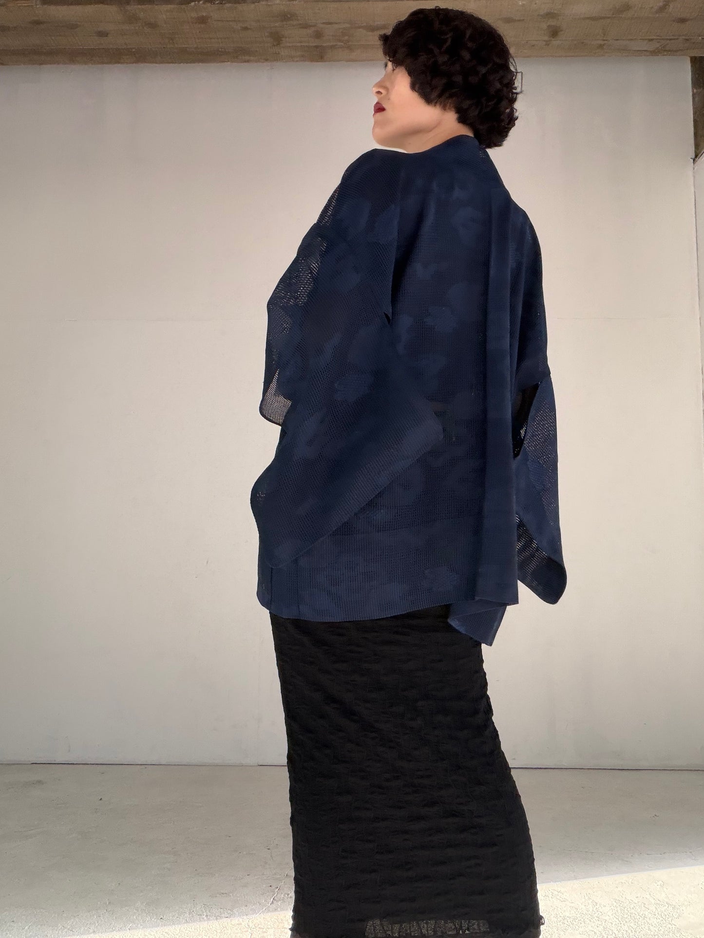 VINTAGE KAWAII HAORI SHEER "ara-sha, blue, SHH044"