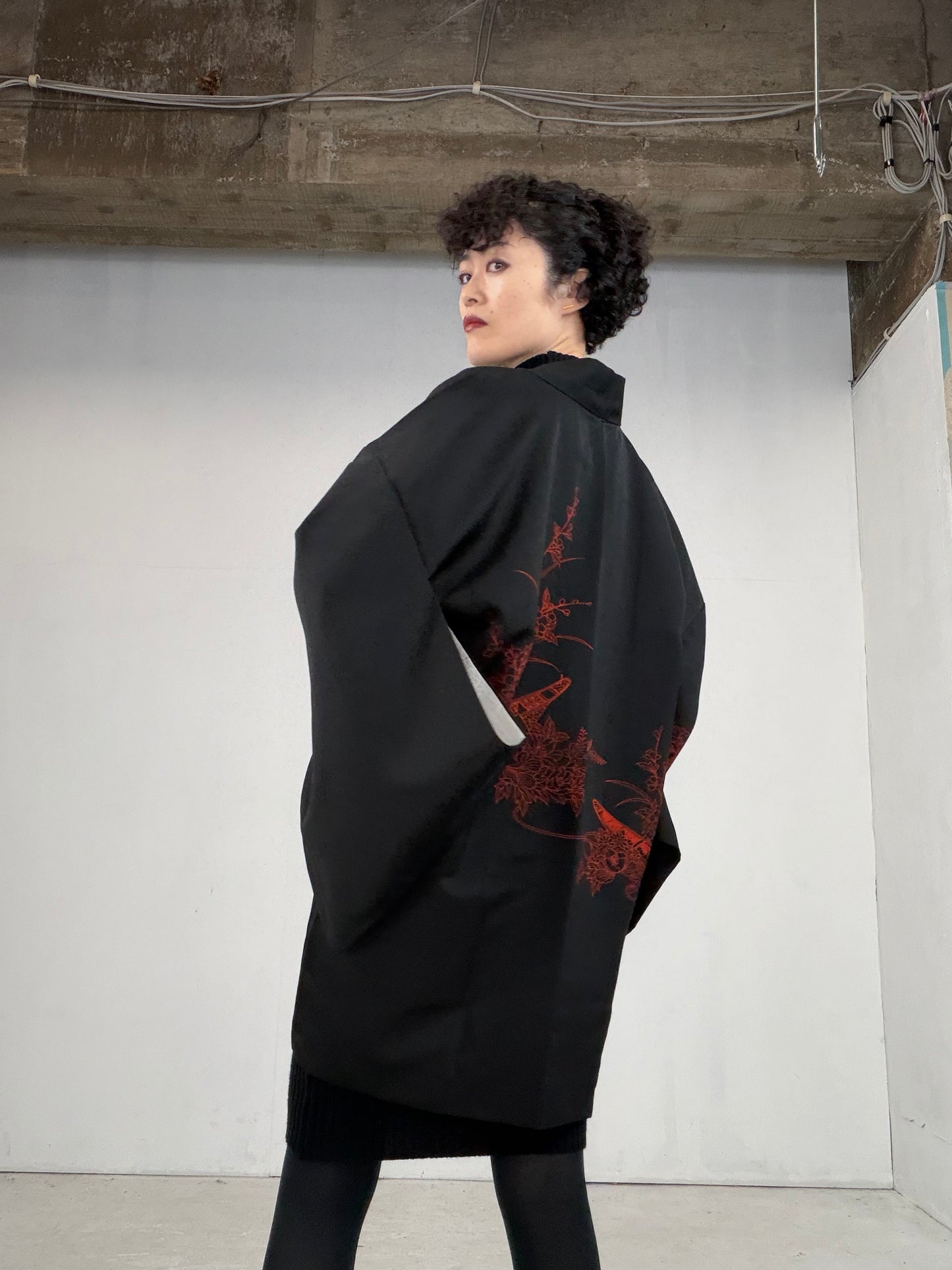 VINTAGE BLACK HAORI  BLk114"