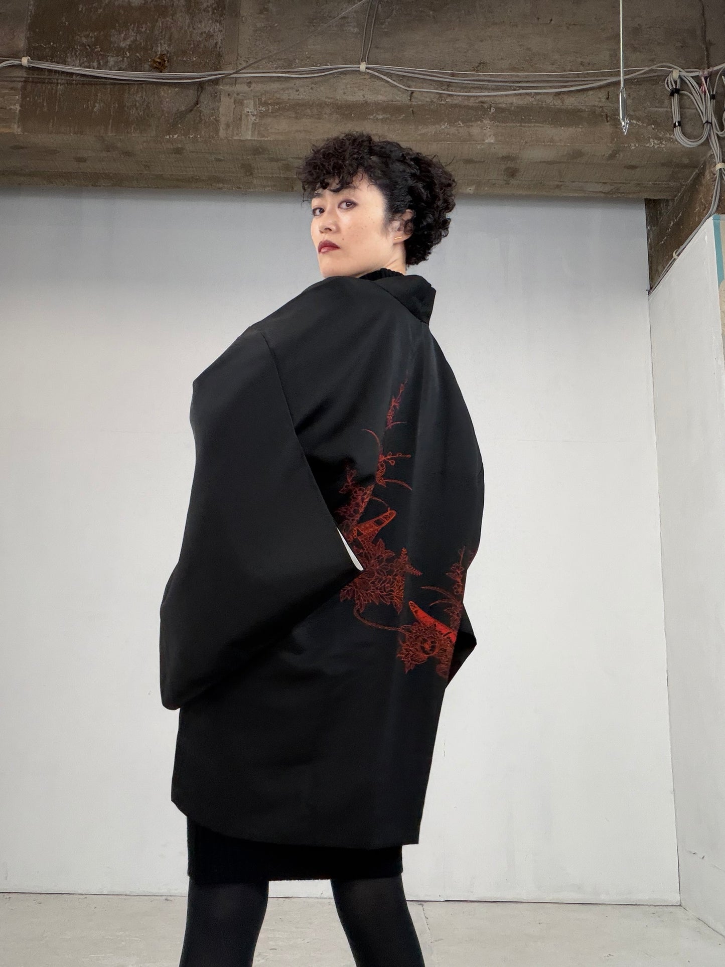 VINTAGE BLACK HAORI  BLk114"