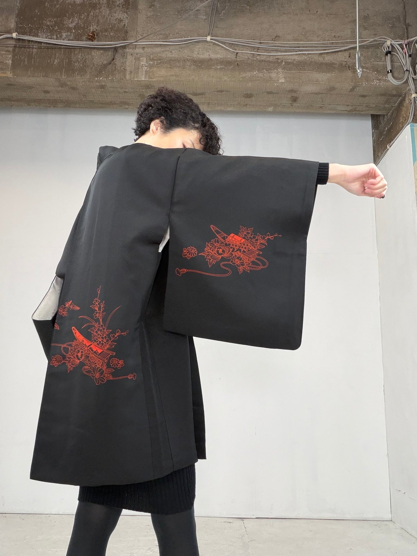 VINTAGE BLACK HAORI  BLk114"