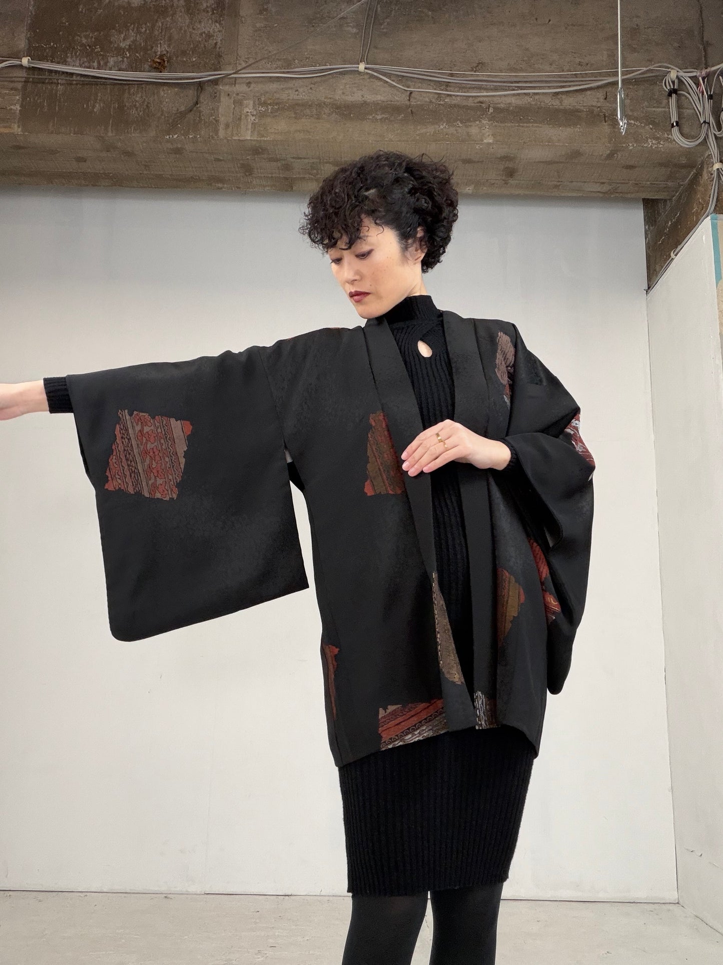 VINTAGE BLACK HAORI  BLK118"