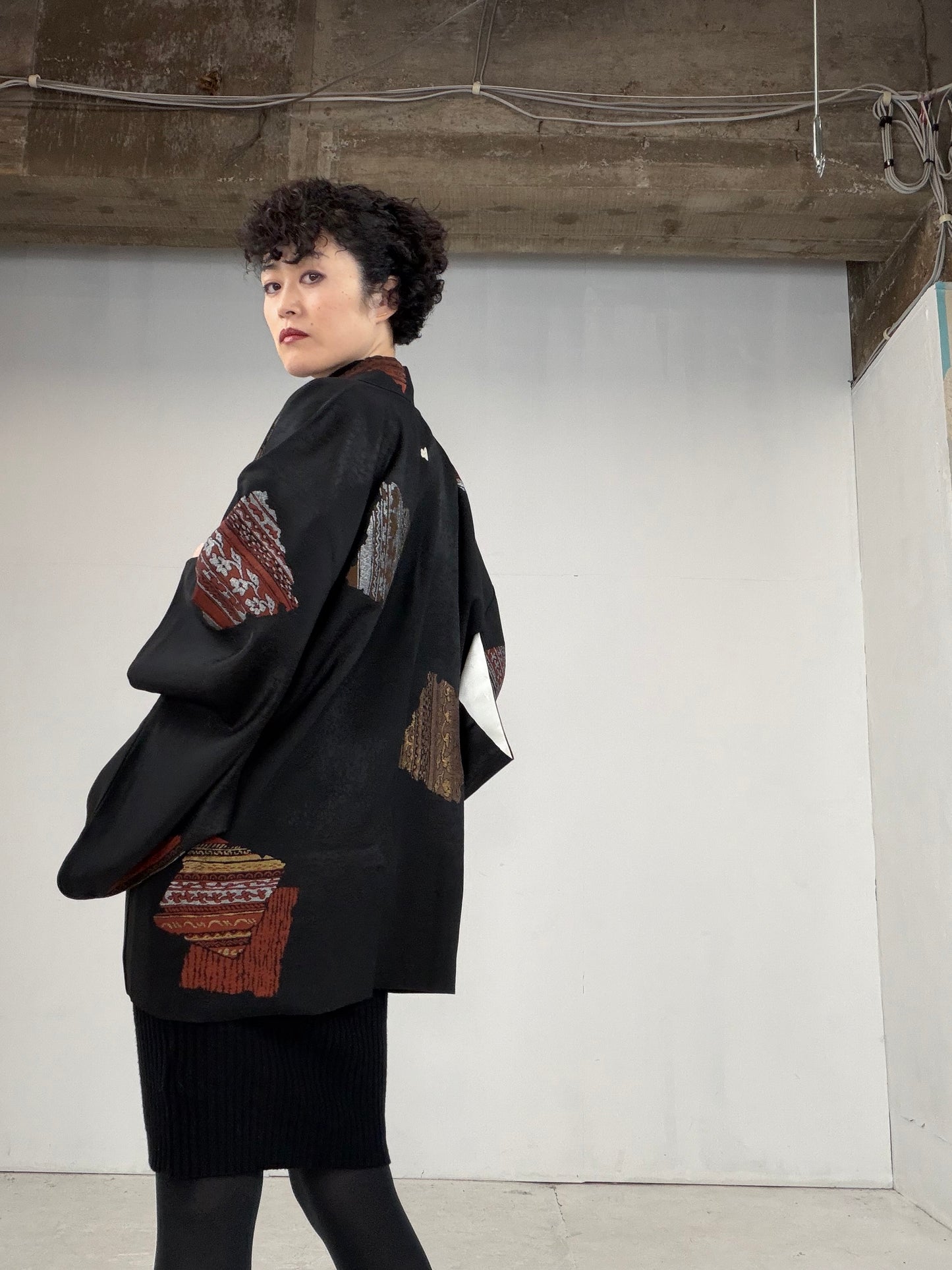 VINTAGE BLACK HAORI  BLK118"