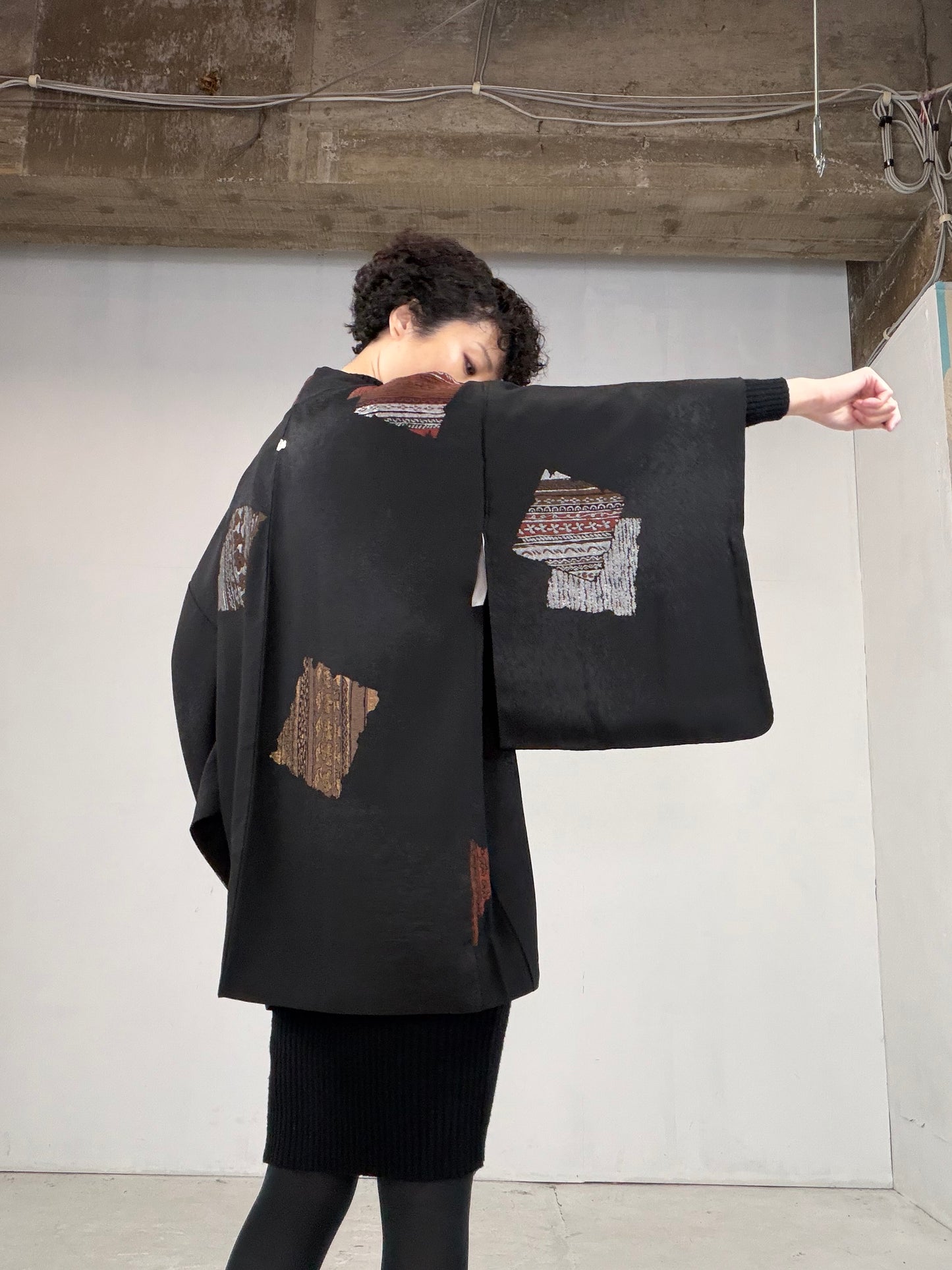 VINTAGE BLACK HAORI  BLK118"