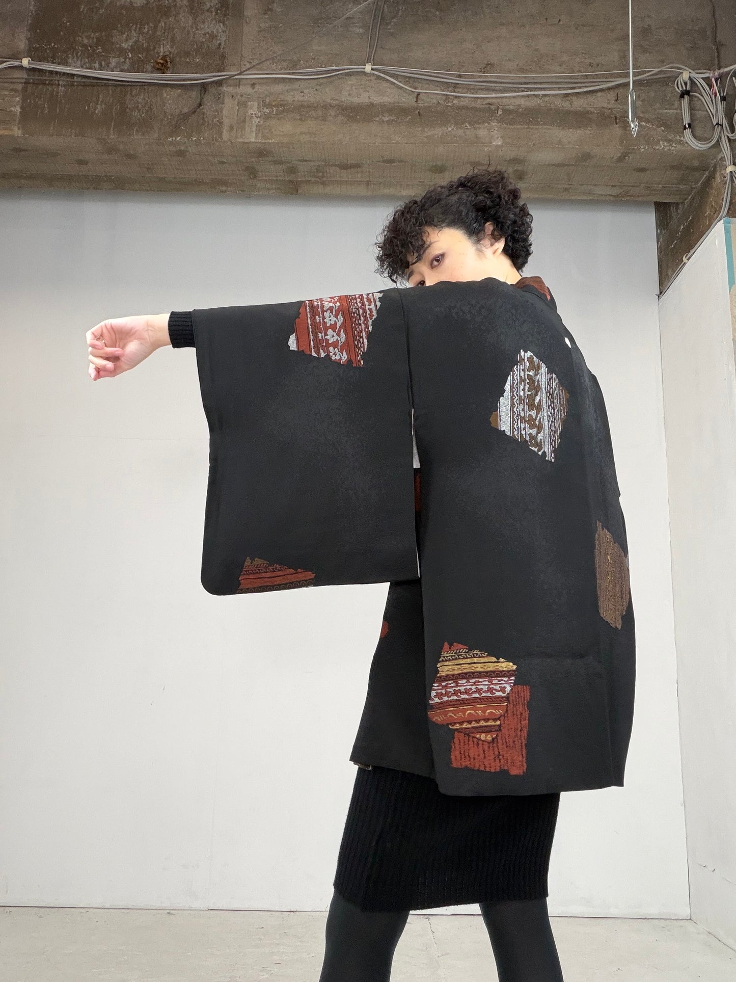 VINTAGE BLACK HAORI  BLK118"