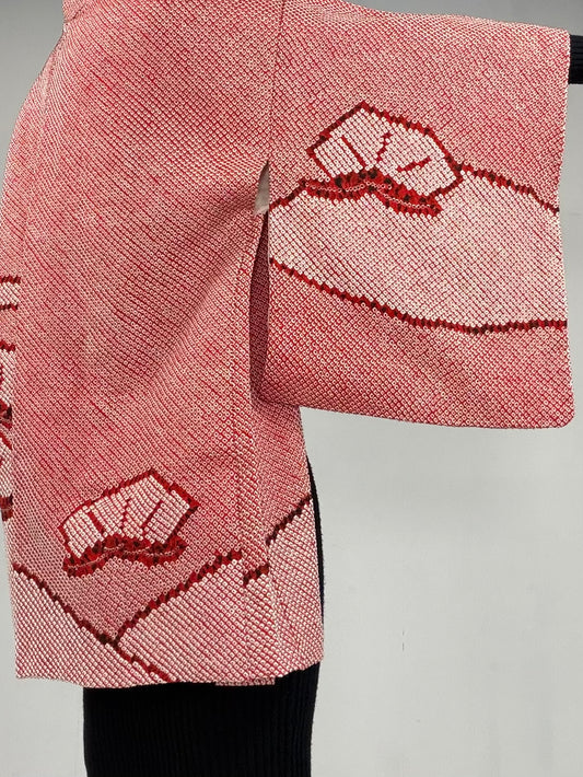 VINTAGE SHIBORI HAORI "matsu-pink, SIB101"*damage