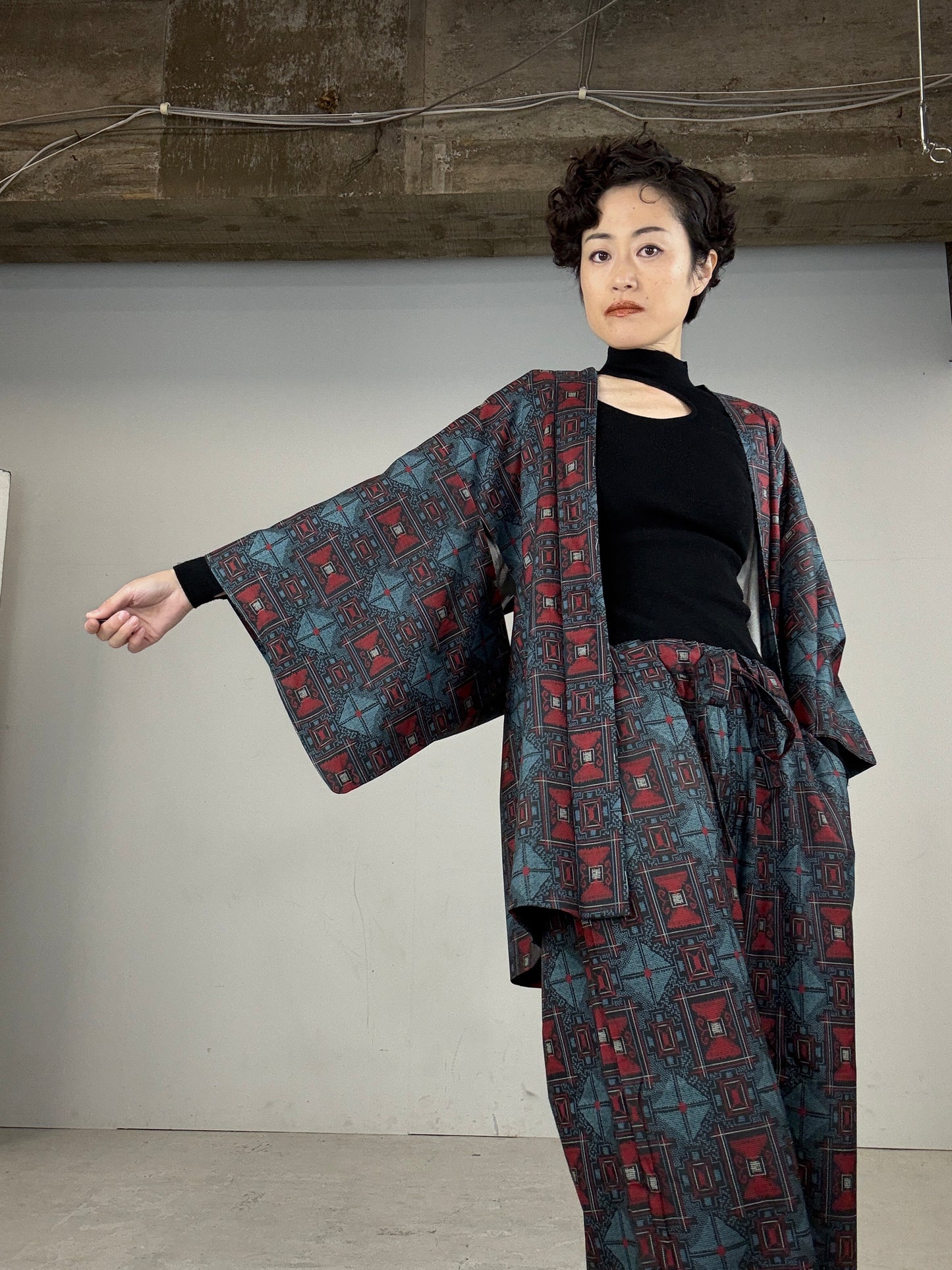 13 Tsumugi HAORI and KIMONO elastic waist pants upcycled from Japanese kimono