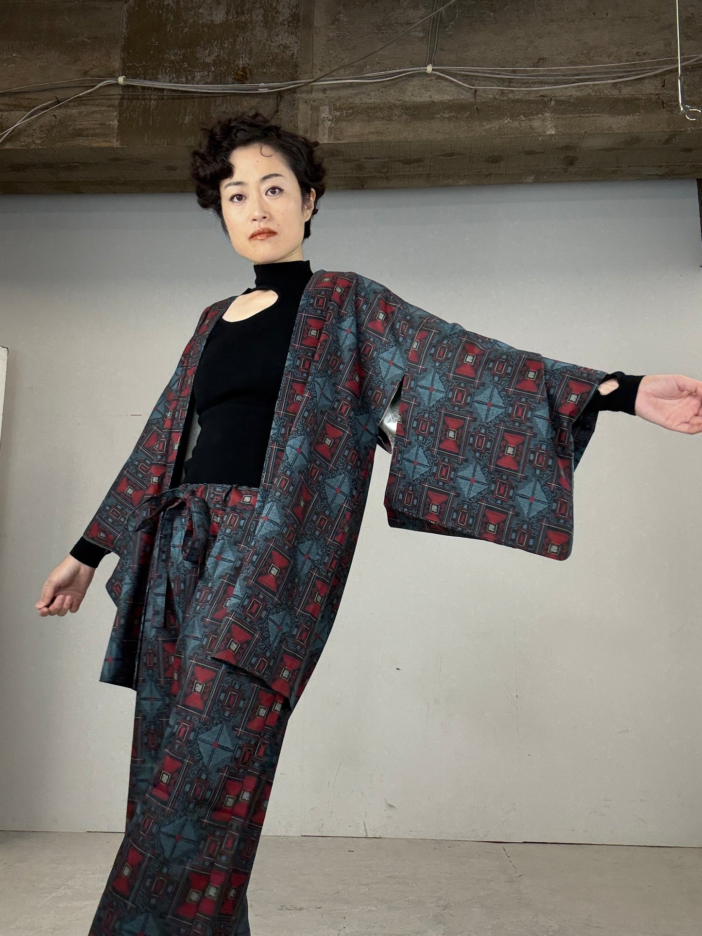 13 Tsumugi HAORI and KIMONO elastic waist pants upcycled from Japanese kimono