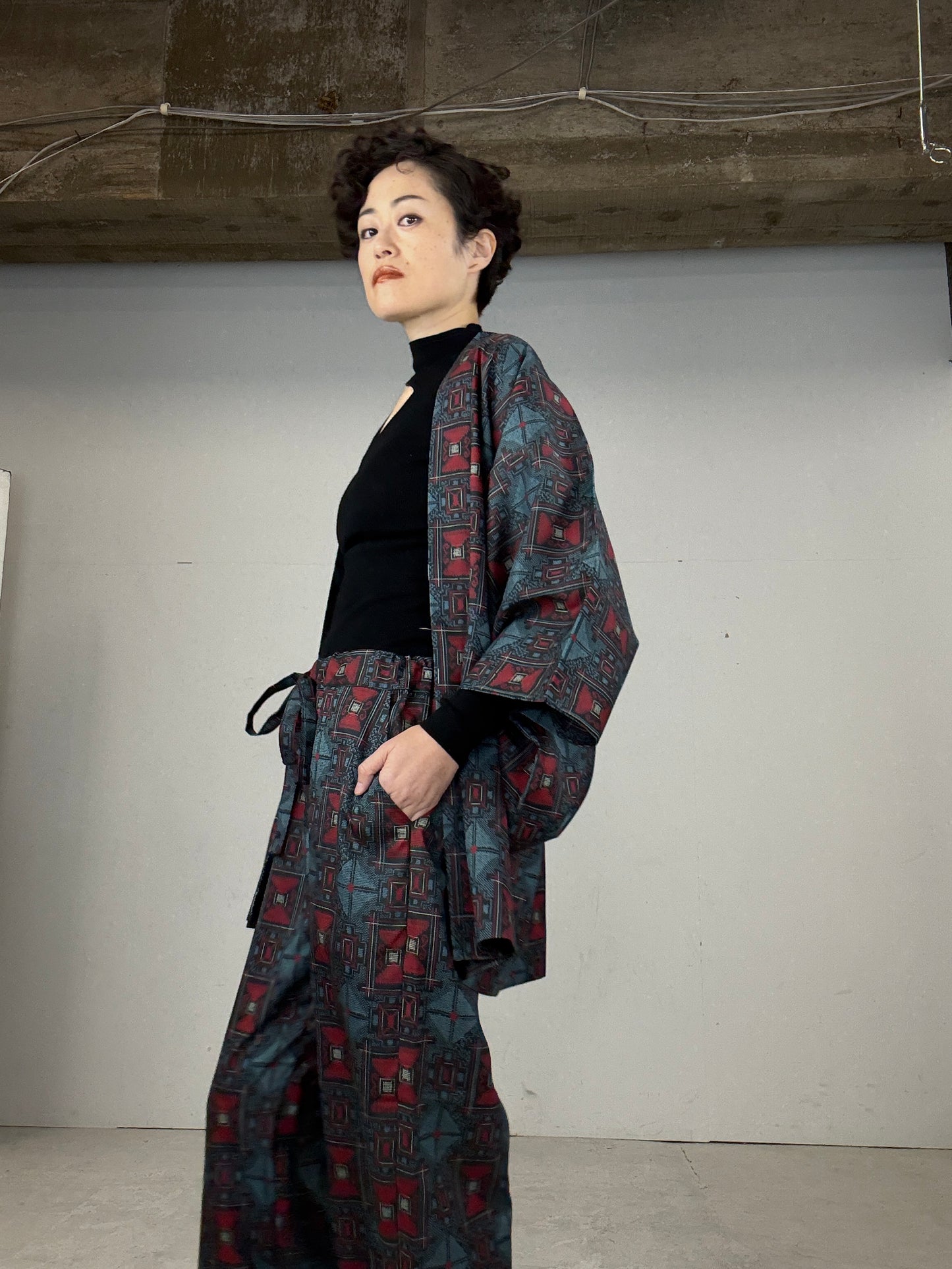 13 Tsumugi HAORI and KIMONO elastic waist pants upcycled from Japanese kimono