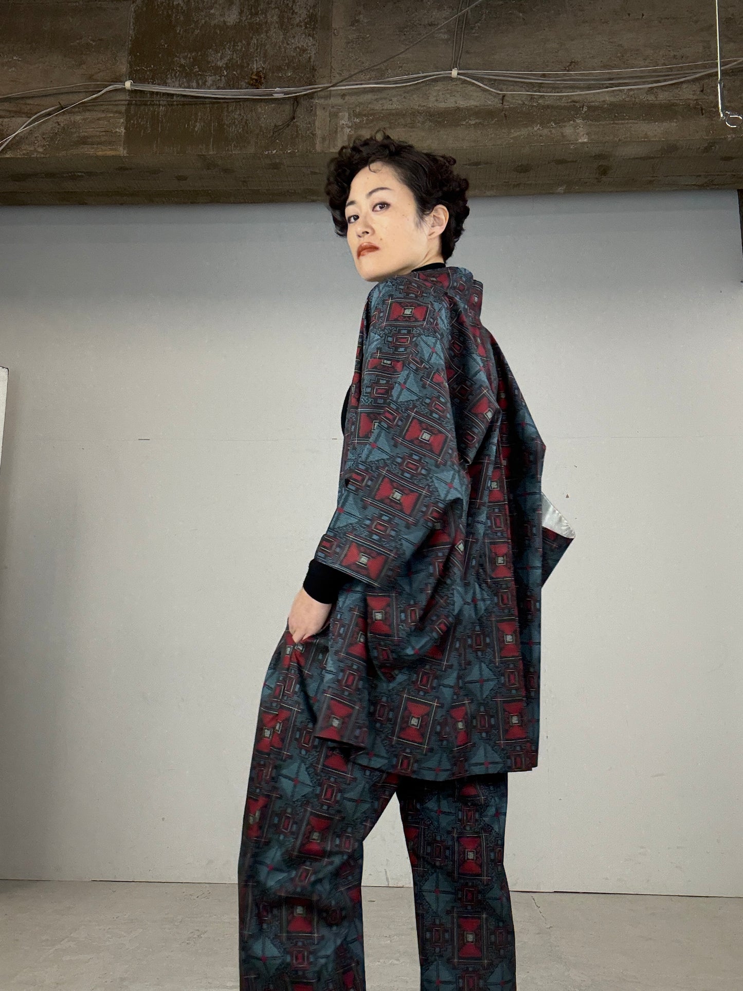 13 Tsumugi HAORI and KIMONO elastic waist pants upcycled from Japanese kimono