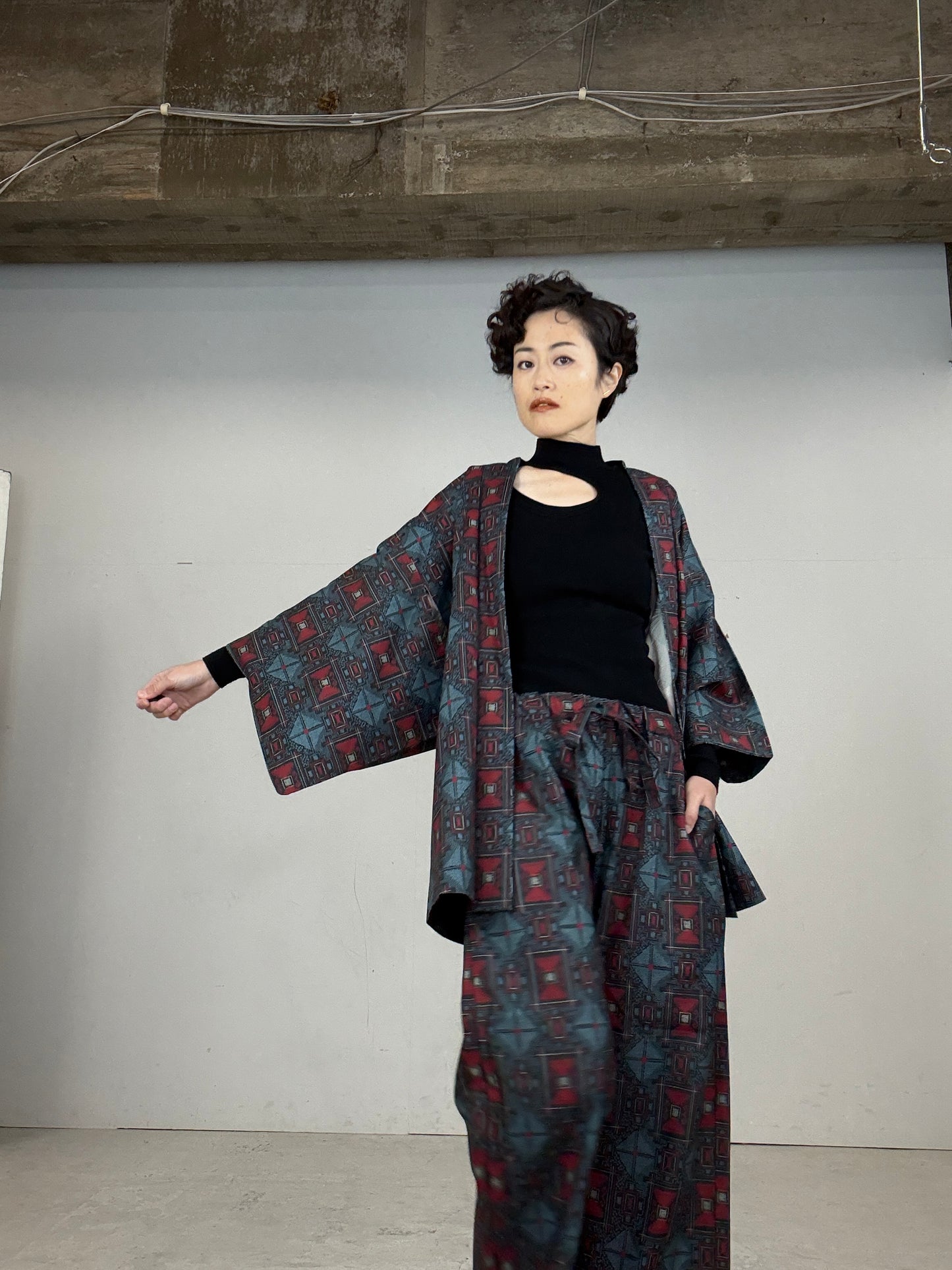 13 Tsumugi HAORI and KIMONO elastic waist pants upcycled from Japanese kimono