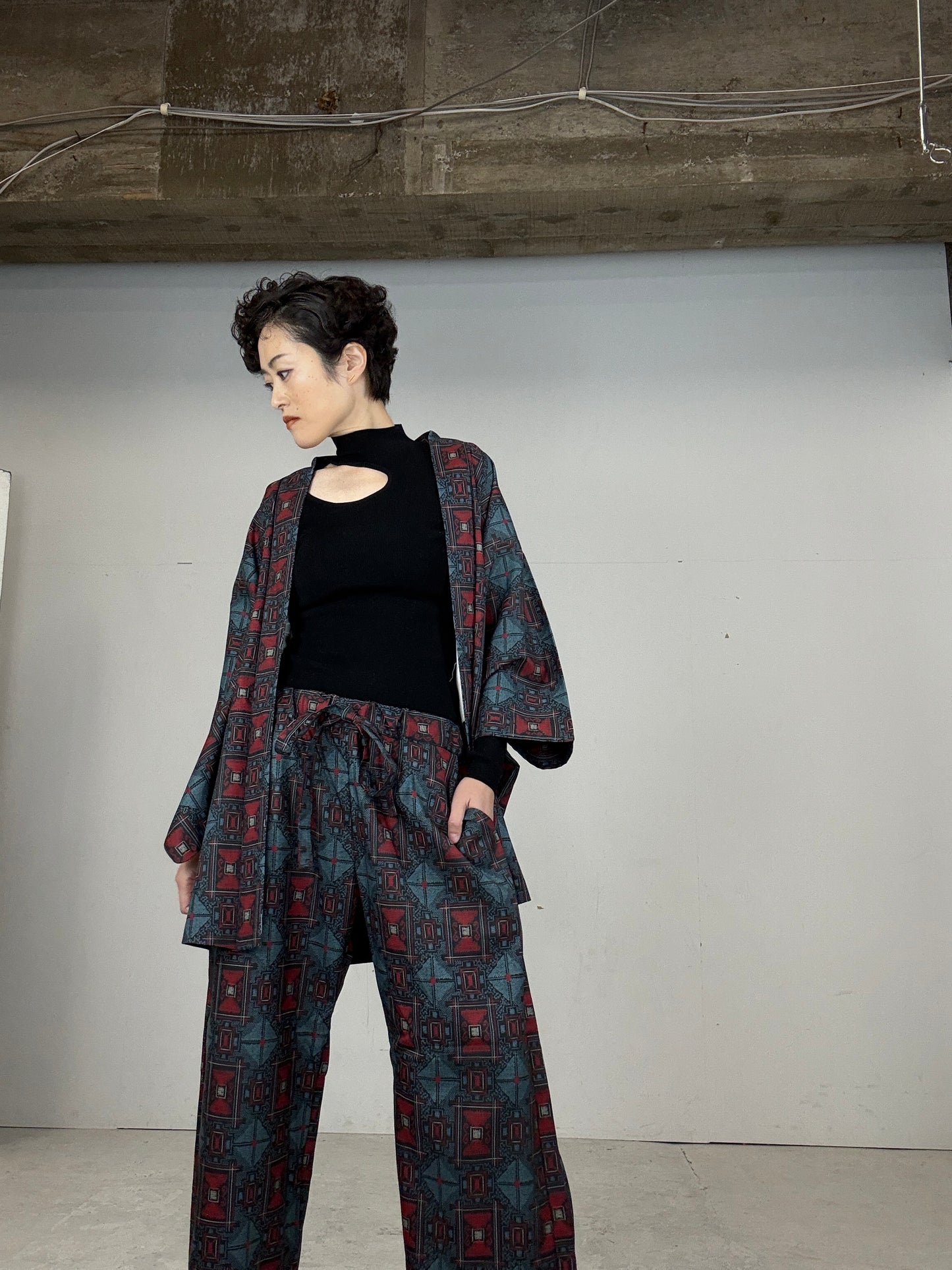 13 Tsumugi HAORI and KIMONO elastic waist pants upcycled from Japanese kimono