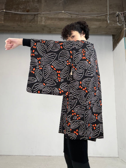 VINTAGE SHIBORI HAORI "kurohana, SIB102"