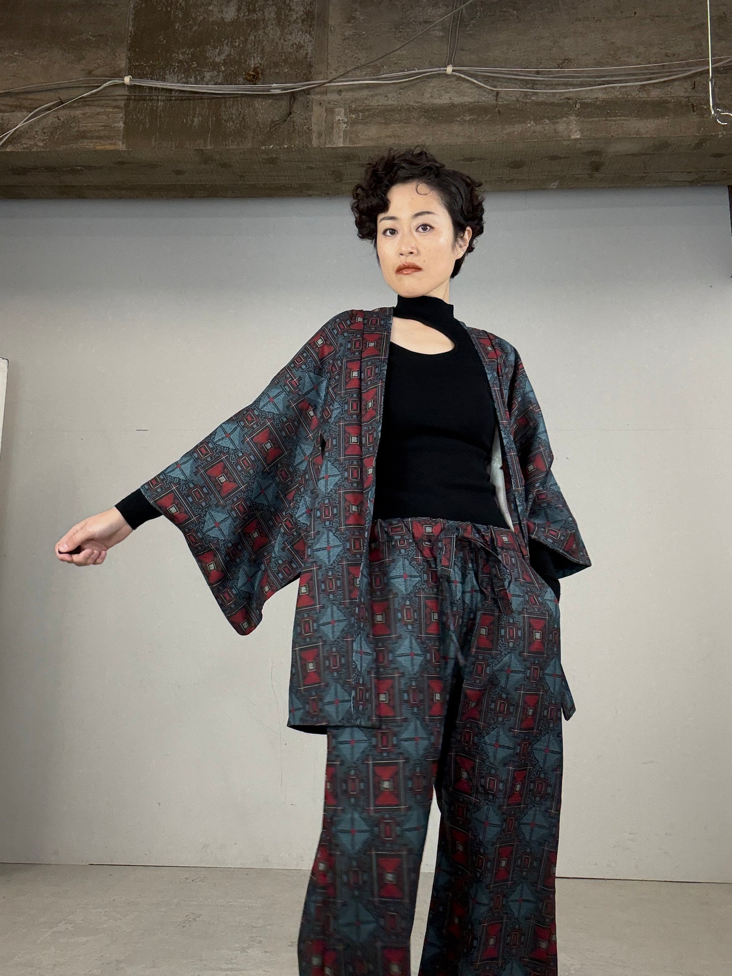 13 Tsumugi HAORI and KIMONO elastic waist pants upcycled from Japanese kimono