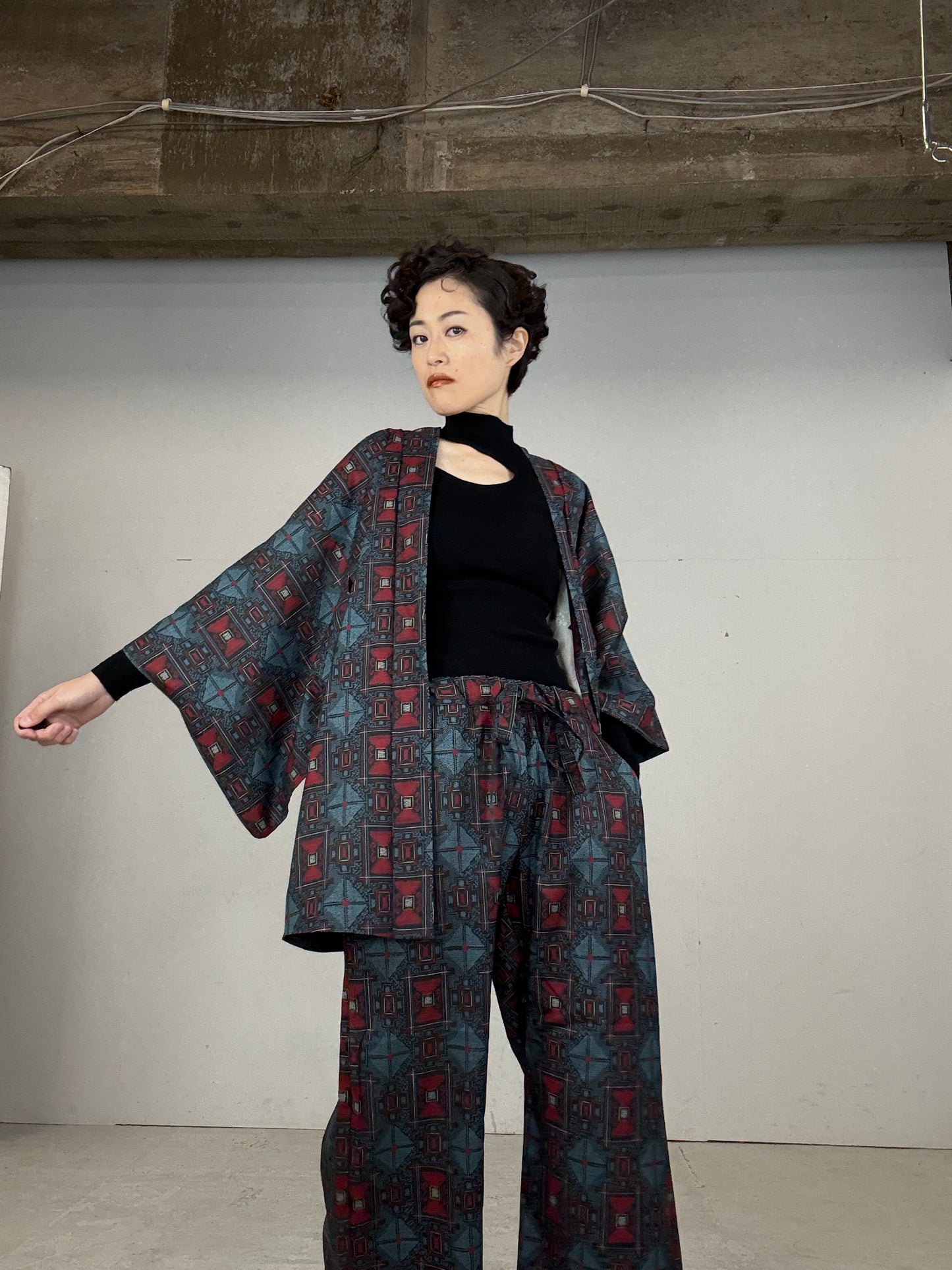 13 Tsumugi HAORI and KIMONO elastic waist pants upcycled from Japanese kimono