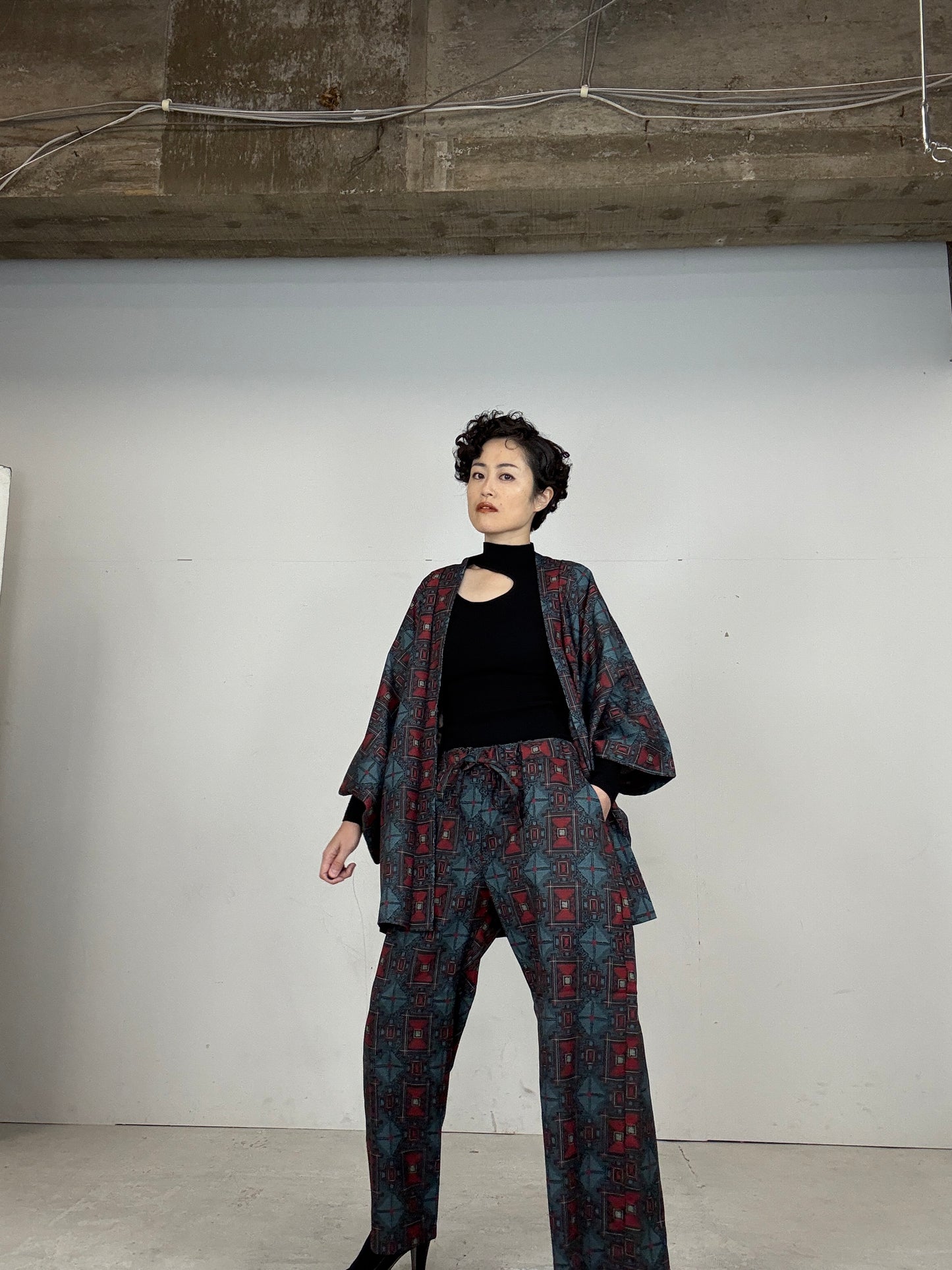 13 Tsumugi HAORI and KIMONO elastic waist pants upcycled from Japanese kimono