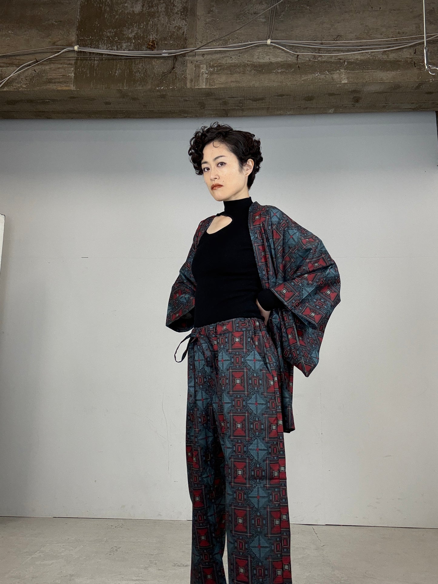 13 Tsumugi HAORI and KIMONO elastic waist pants upcycled from Japanese kimono