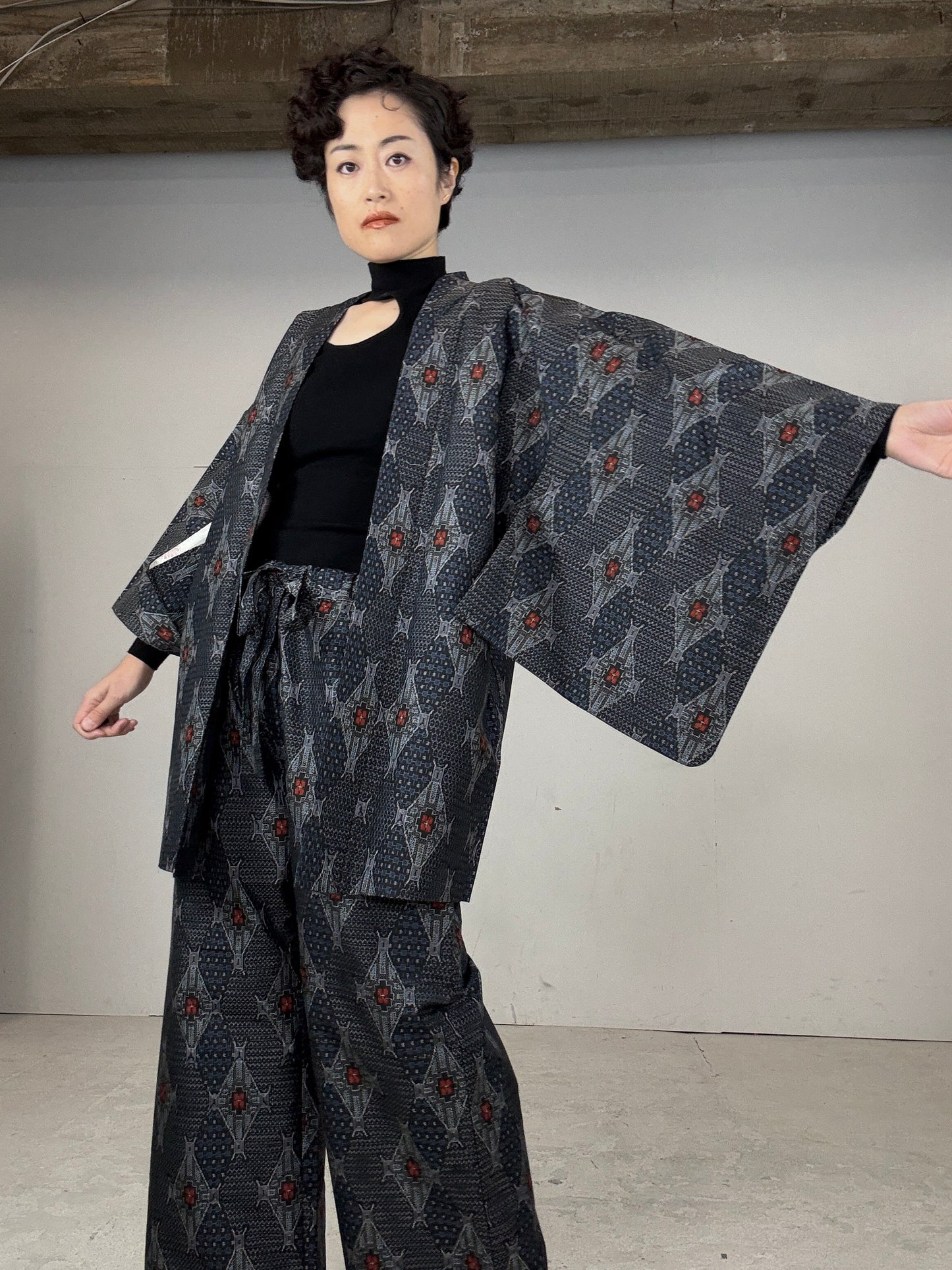 14 Tsumugi HAORI and KIMONO elastic waist pants upcycled from Japanese kimono