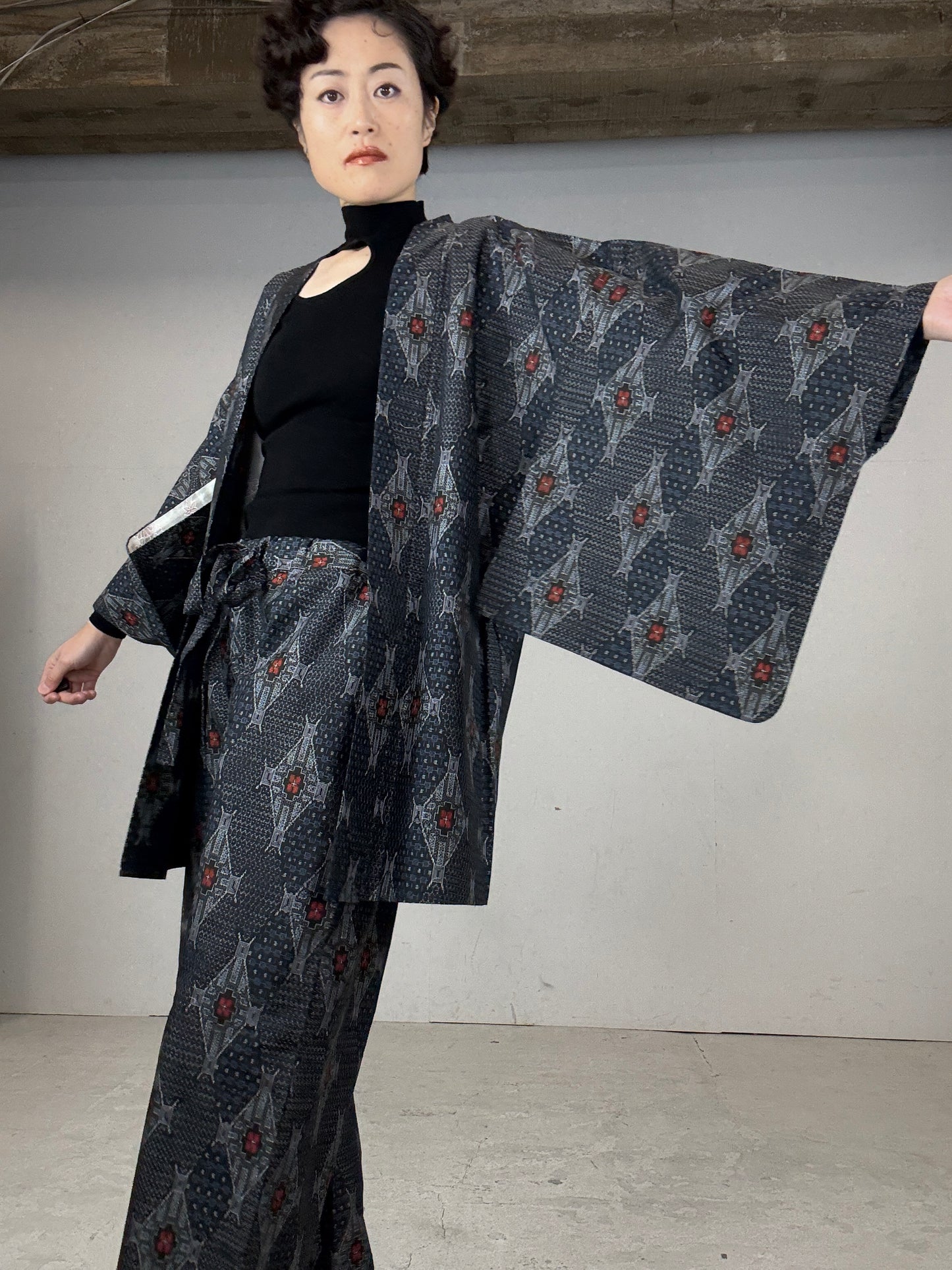 14 Tsumugi HAORI and KIMONO elastic waist pants upcycled from Japanese kimono