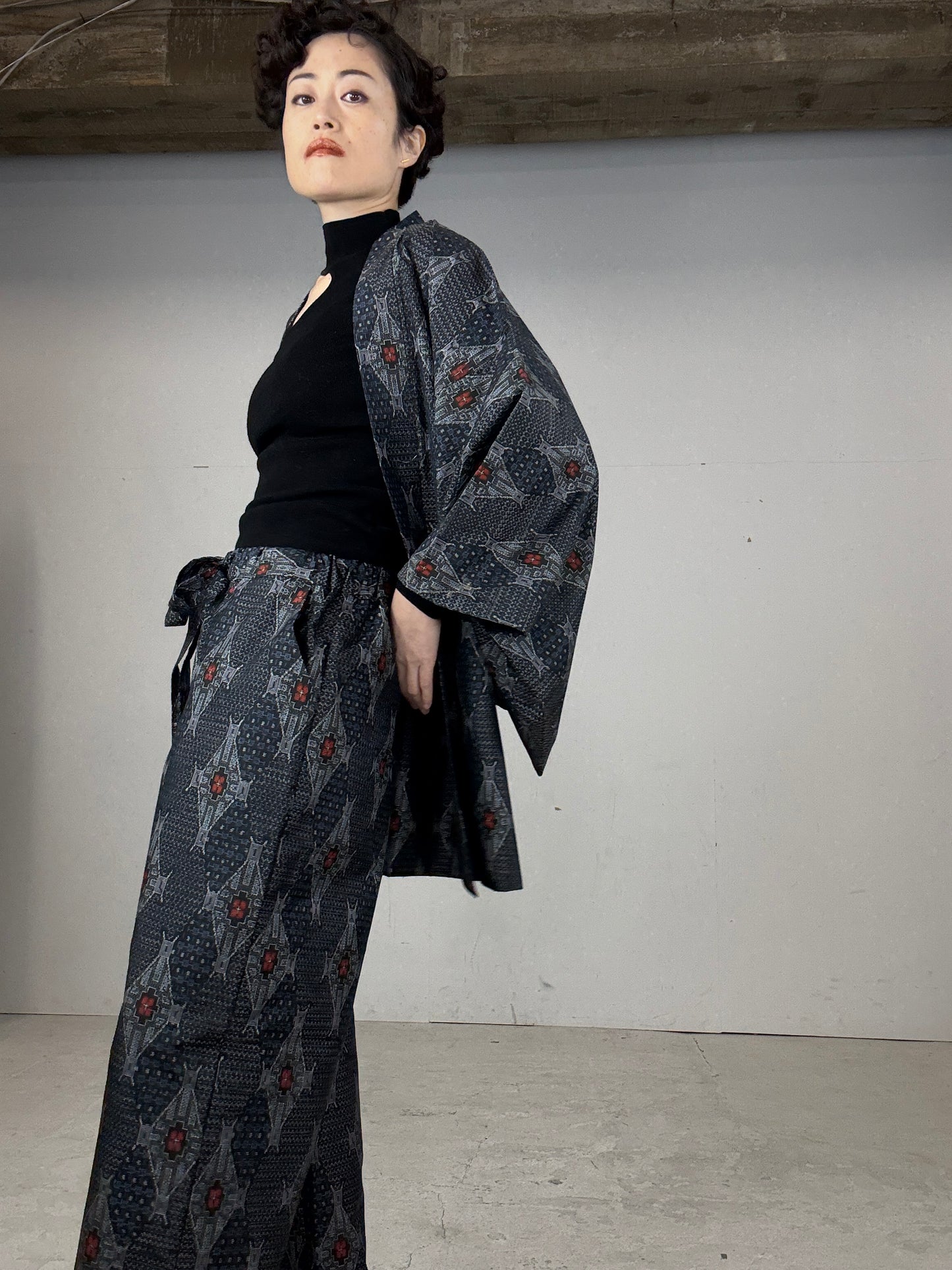 14 Tsumugi HAORI and KIMONO elastic waist pants upcycled from Japanese kimono