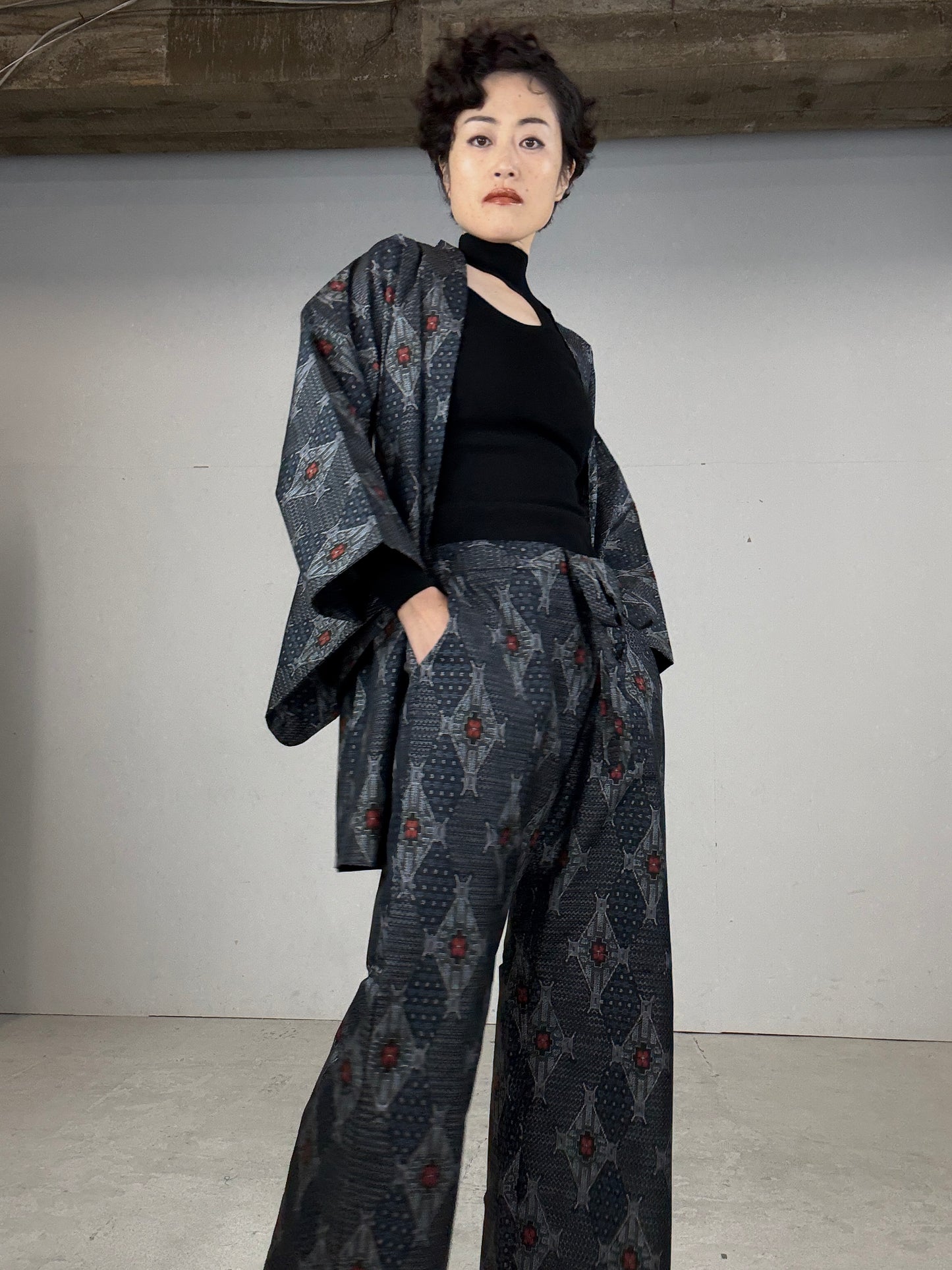 14 Tsumugi HAORI and KIMONO elastic waist pants upcycled from Japanese kimono