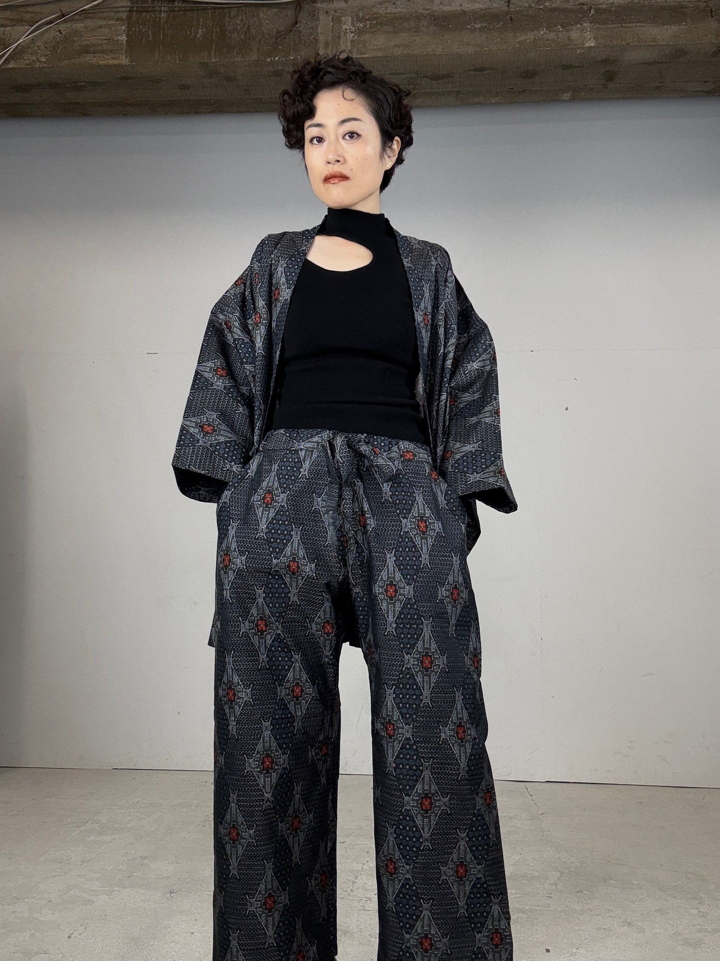 14 Tsumugi HAORI and KIMONO elastic waist pants upcycled from Japanese kimono