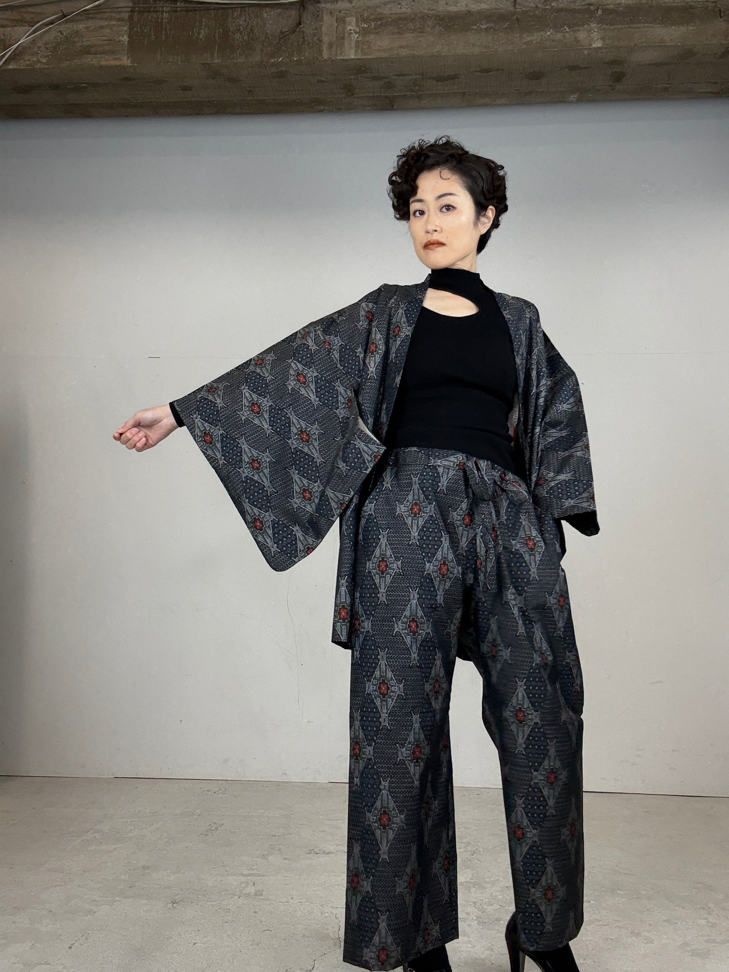 14 Tsumugi HAORI and KIMONO elastic waist pants upcycled from Japanese kimono