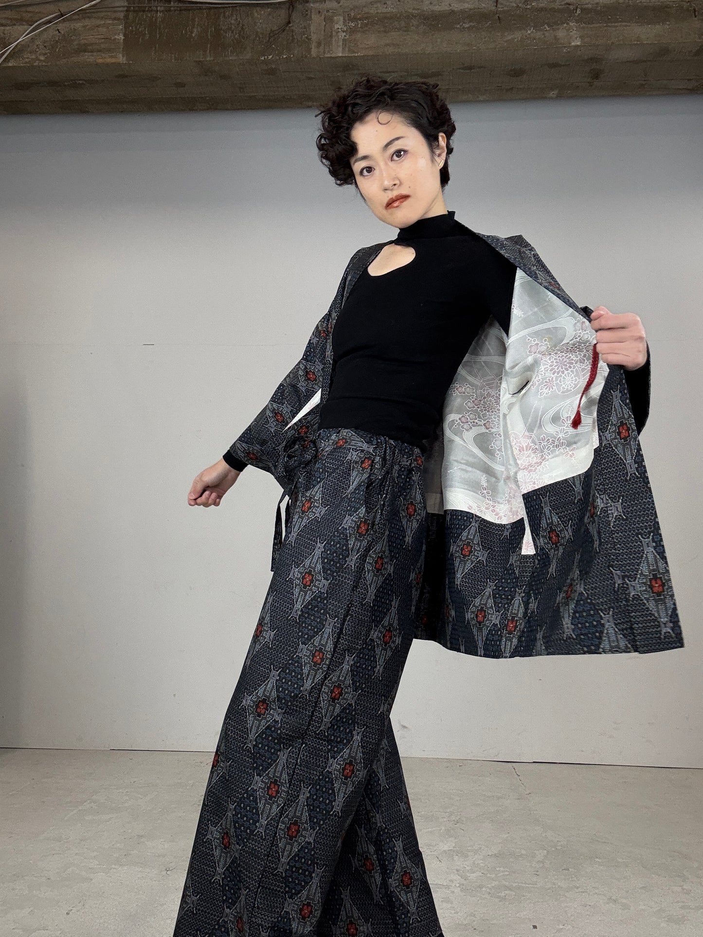 14 Tsumugi HAORI and KIMONO elastic waist pants upcycled from Japanese kimono