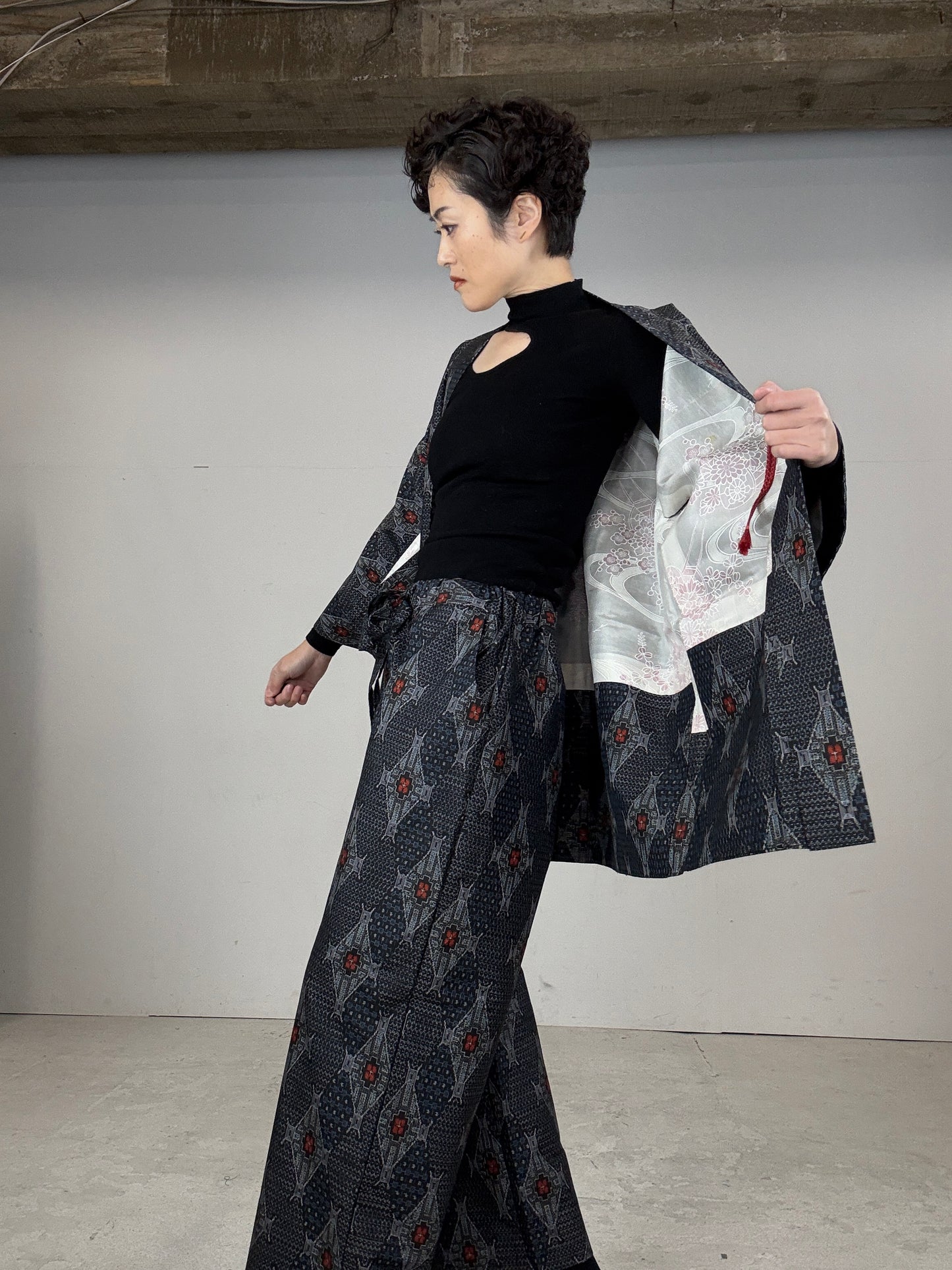 14 Tsumugi HAORI and KIMONO elastic waist pants upcycled from Japanese kimono