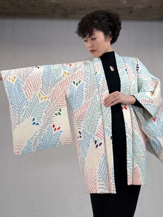 VINTAGE SHIBORI HAORI "kujyaku, SIB105"