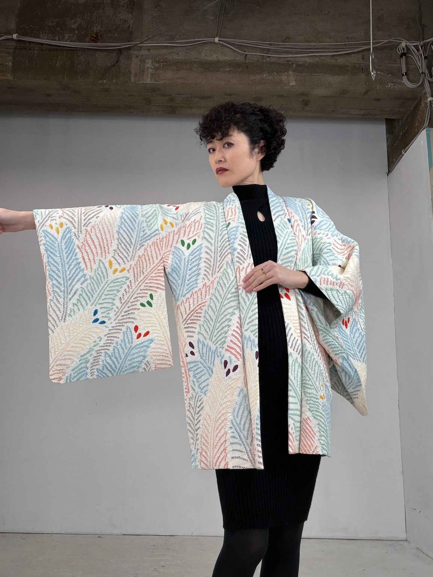 VINTAGE SHIBORI HAORI "kujyaku, SIB105"